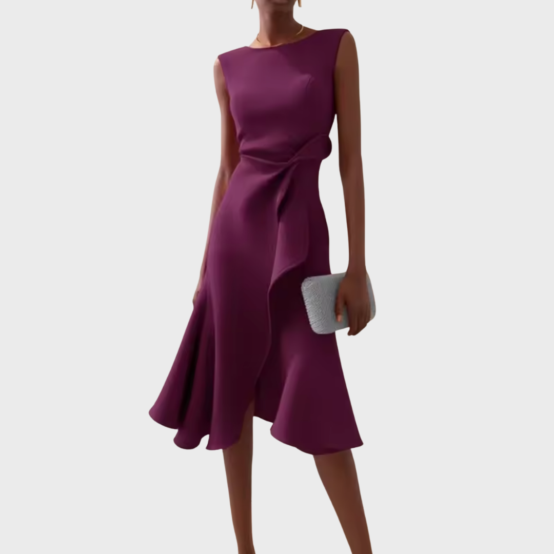 Sierra Women's Midi Dress | Asymmetric Draped Design, Perfect for Summer and Formal Occasions - 7