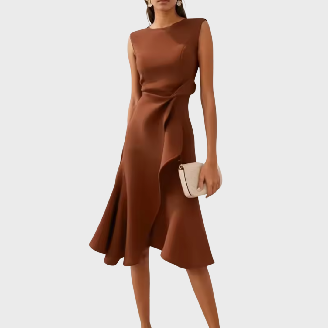 Sierra Women's Midi Dress | Asymmetric Draped Design, Perfect for Summer and Formal Occasions - 9