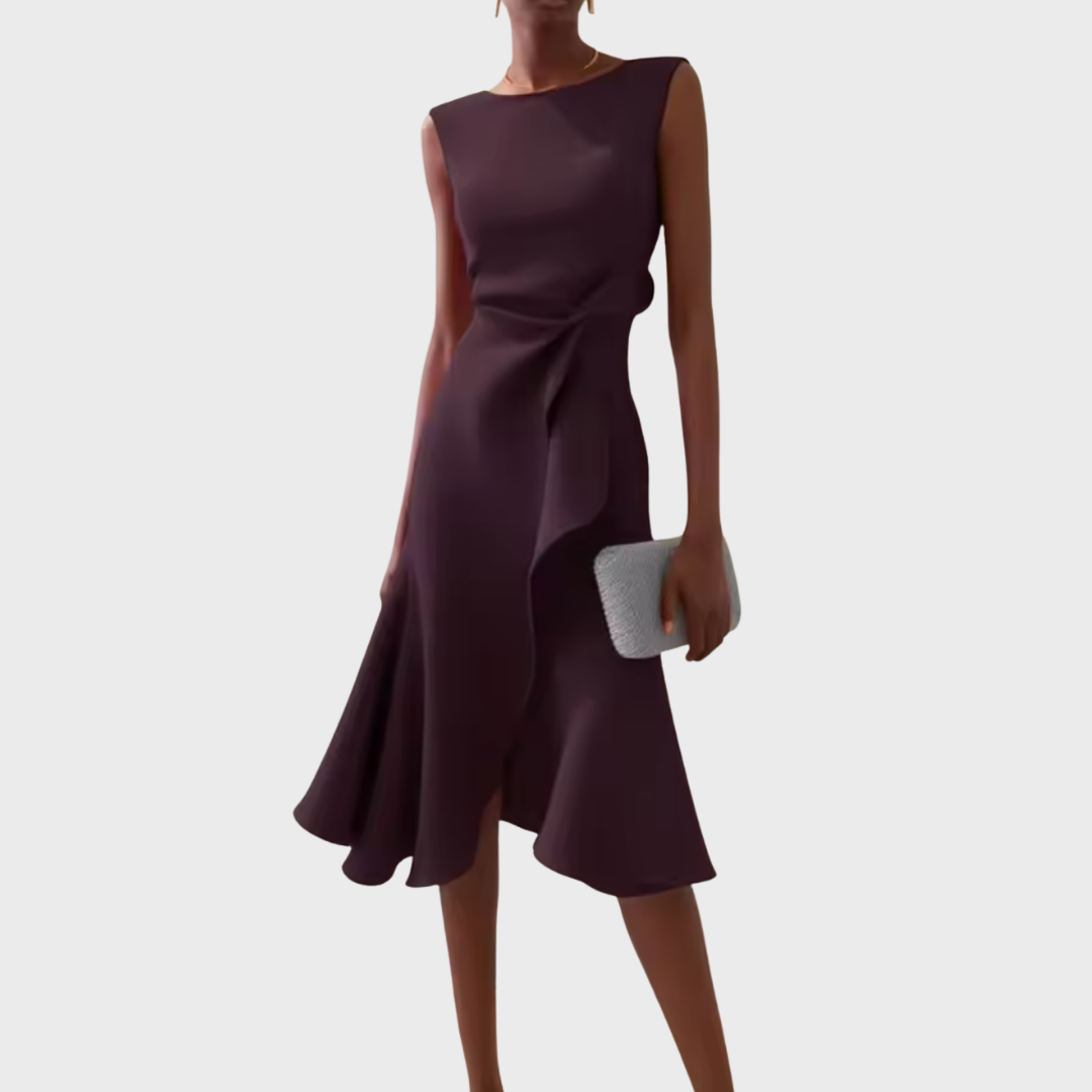 Sierra Women's Midi Dress | Asymmetric Draped Design, Perfect for Summer and Formal Occasions - 11