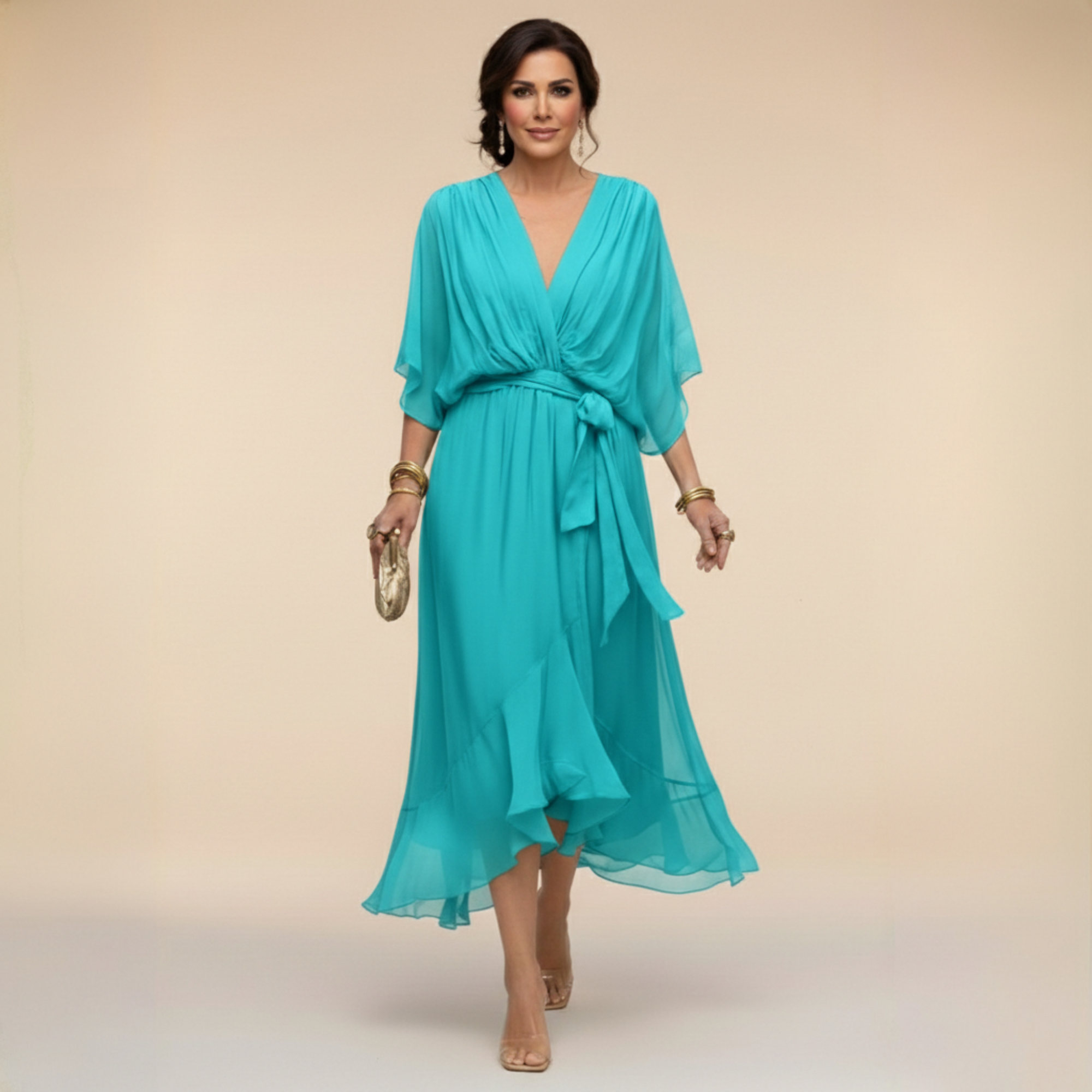 Ava Women's Midi Dress | Ethereal Drape, Summer Cocktail Dress - 5