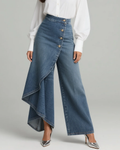 Carly Women's Trousers | Elegant Wrap Design, Stretch Denim - 1
