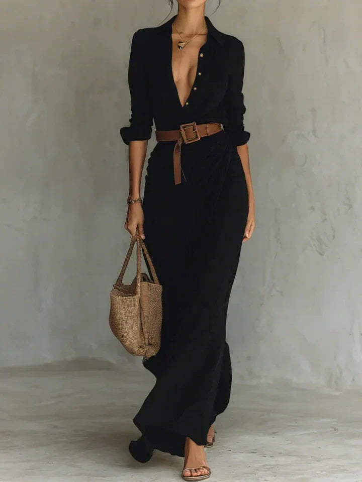 Ulyssa Women's Maxi Dress | Wrap Style with Lapel Collar, Lightweight Summer Elegance - 2