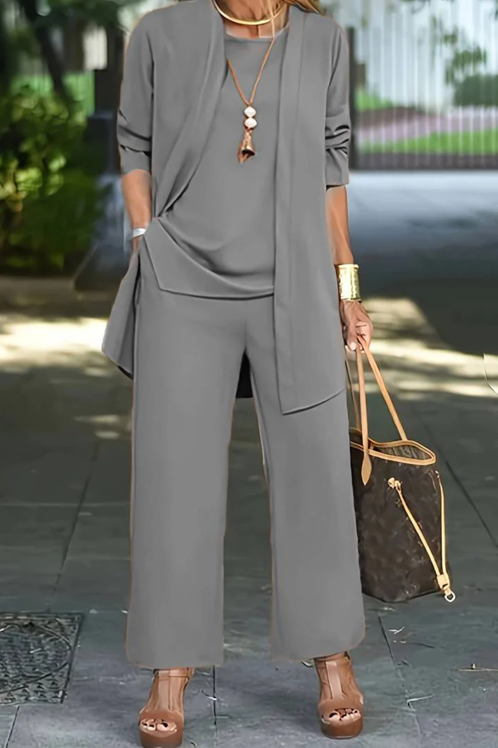 Waverly Women's Set | Elegant Cardigan & Wide-Leg Trousers, Soft Fabric - 16