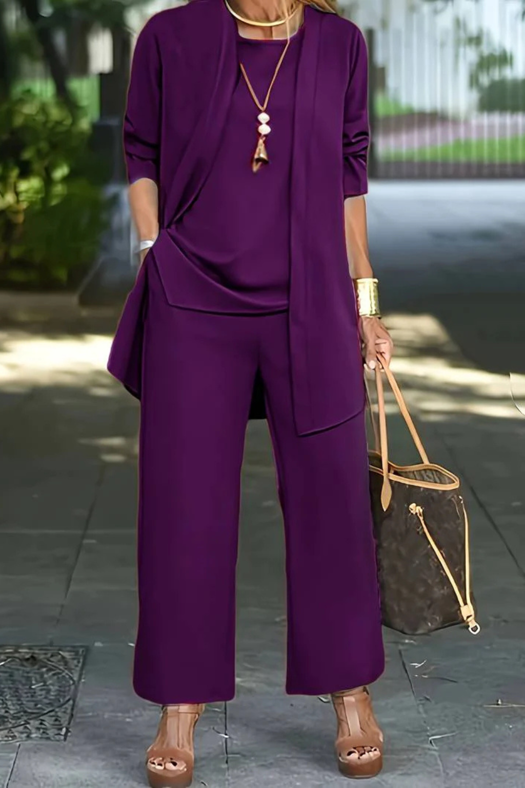 Waverly Women's Set | Elegant Cardigan & Wide-Leg Trousers, Soft Fabric - 17