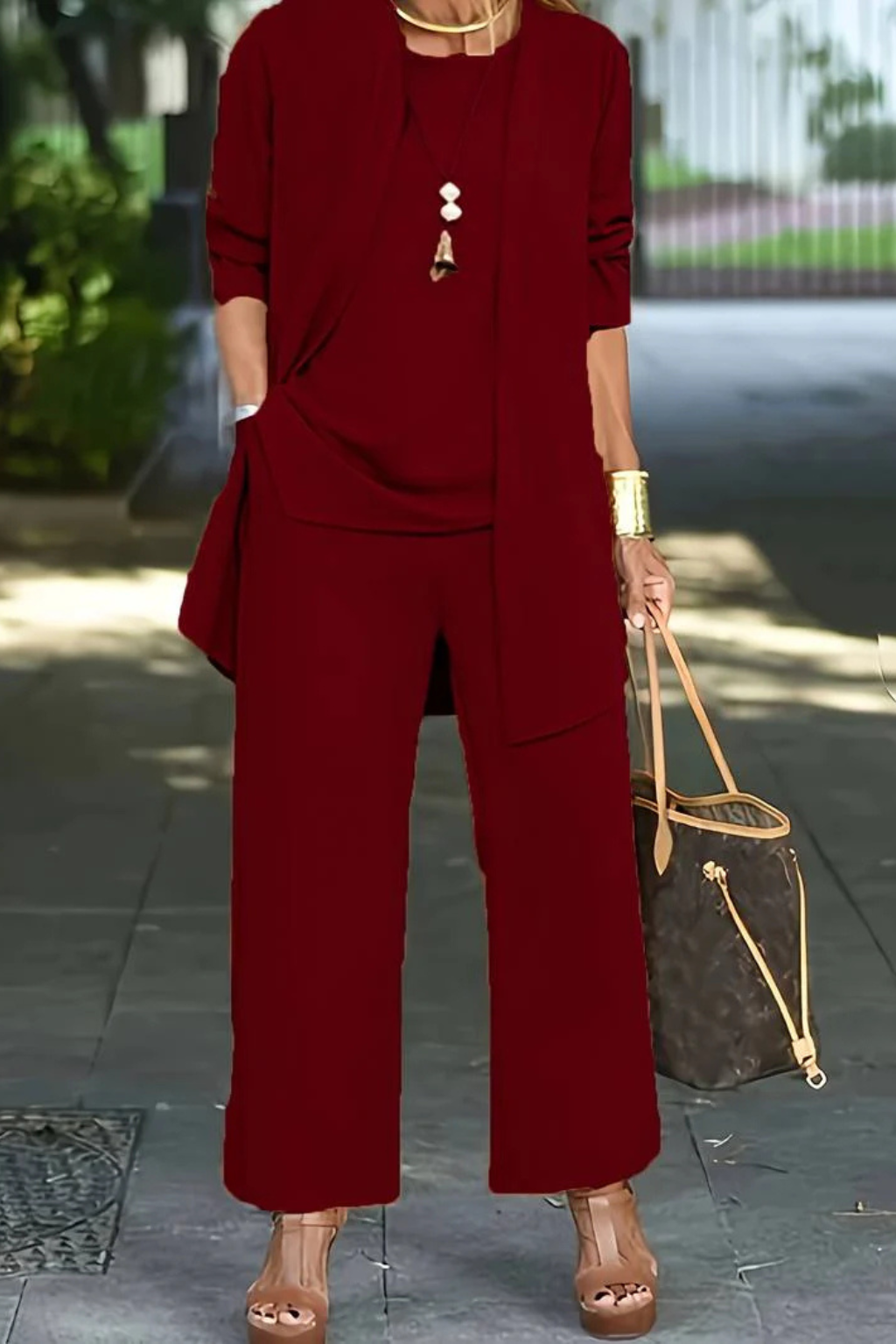 Waverly Women's Set | Elegant Cardigan & Wide-Leg Trousers, Soft Fabric - 6