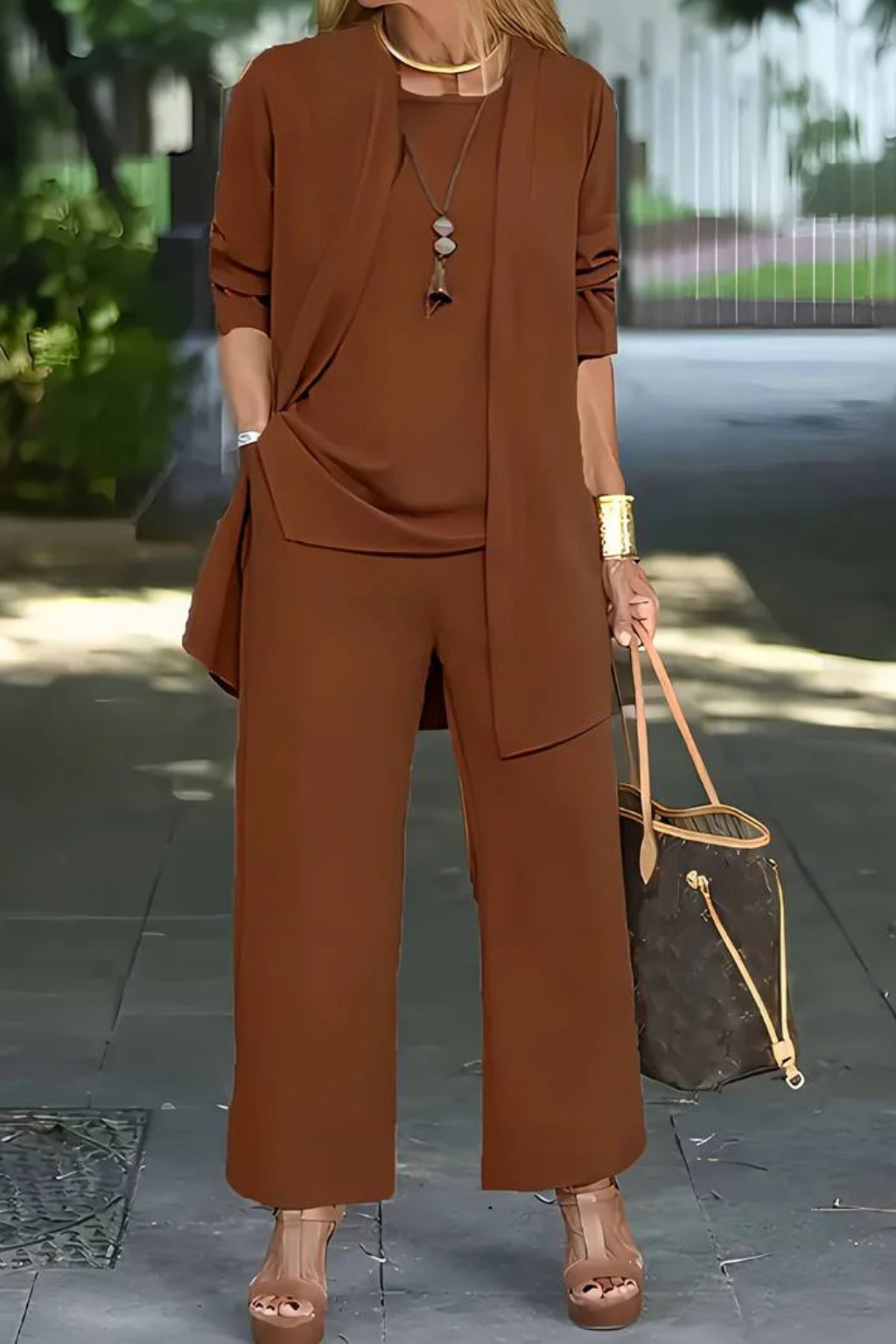Waverly Women's Set | Elegant Cardigan & Wide-Leg Trousers, Soft Fabric - 13