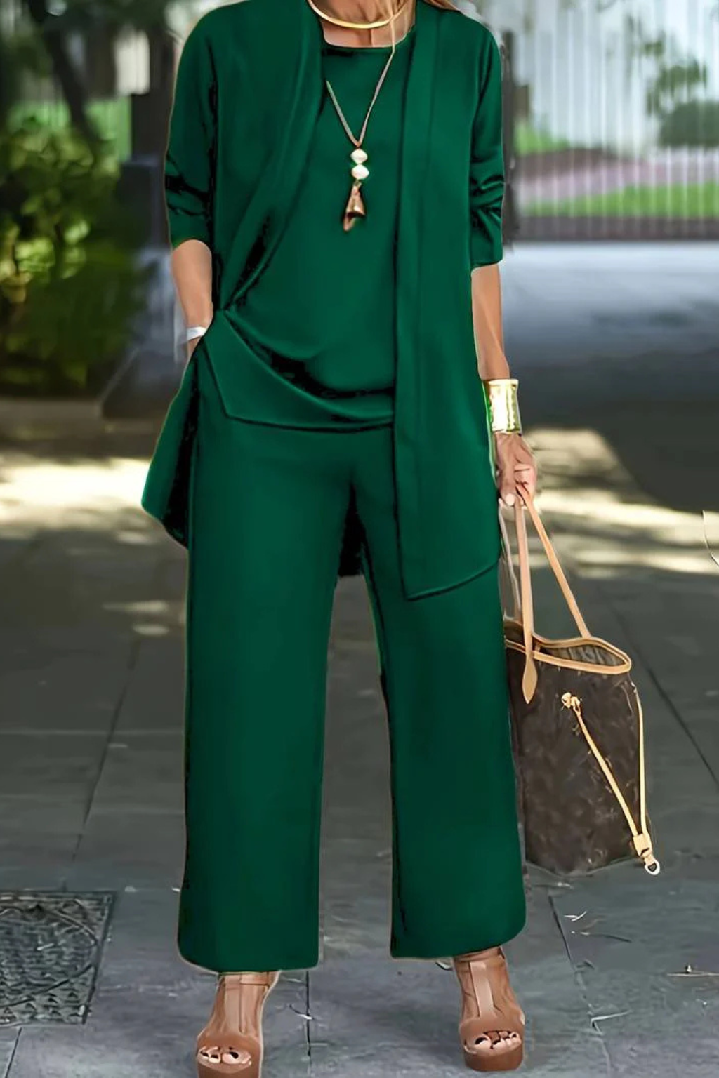 Waverly Women's Set | Elegant Cardigan & Wide-Leg Trousers, Soft Fabric - 19