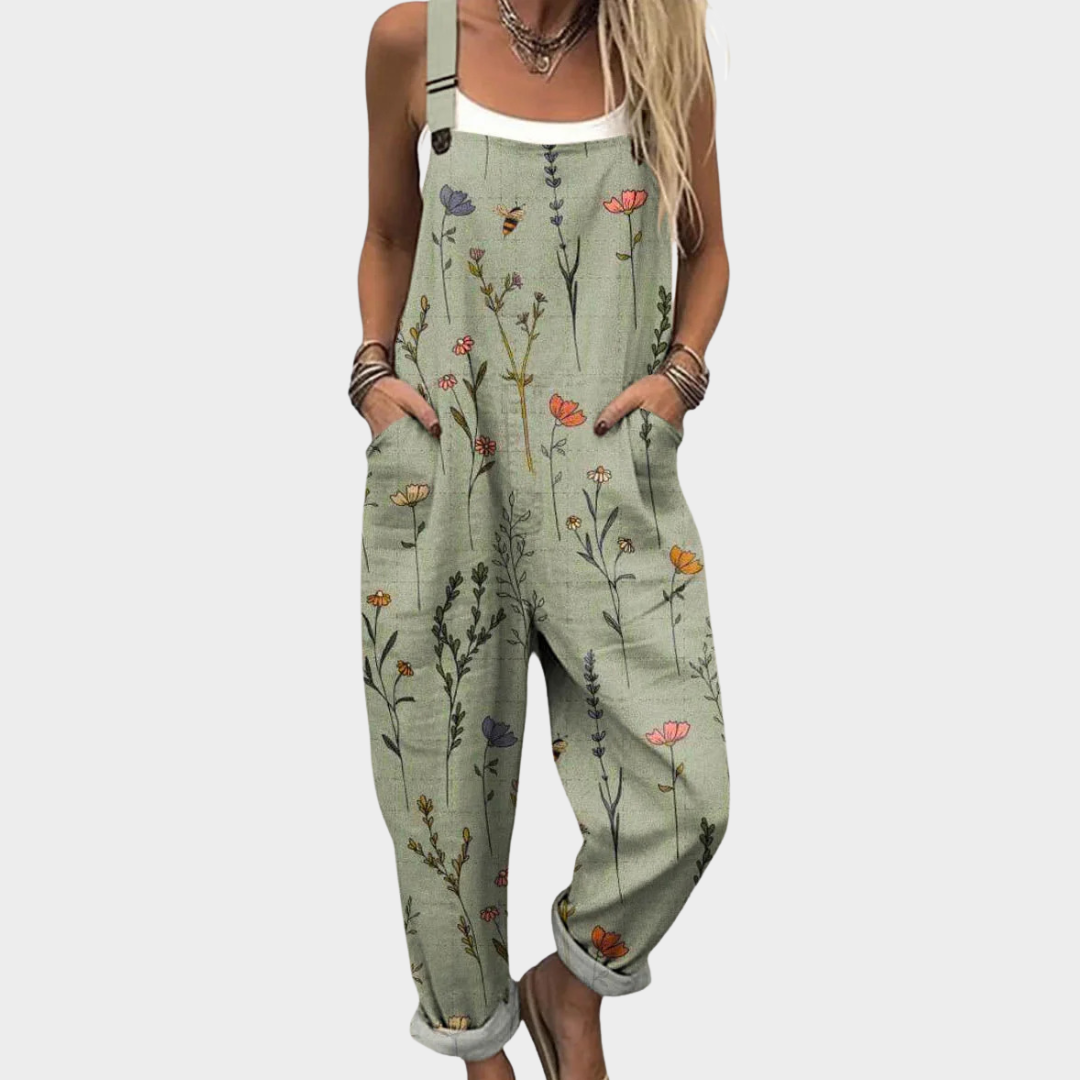 Rina Women's Jumpsuit | Printed Relaxed Fit, Adjustable Straps - 1