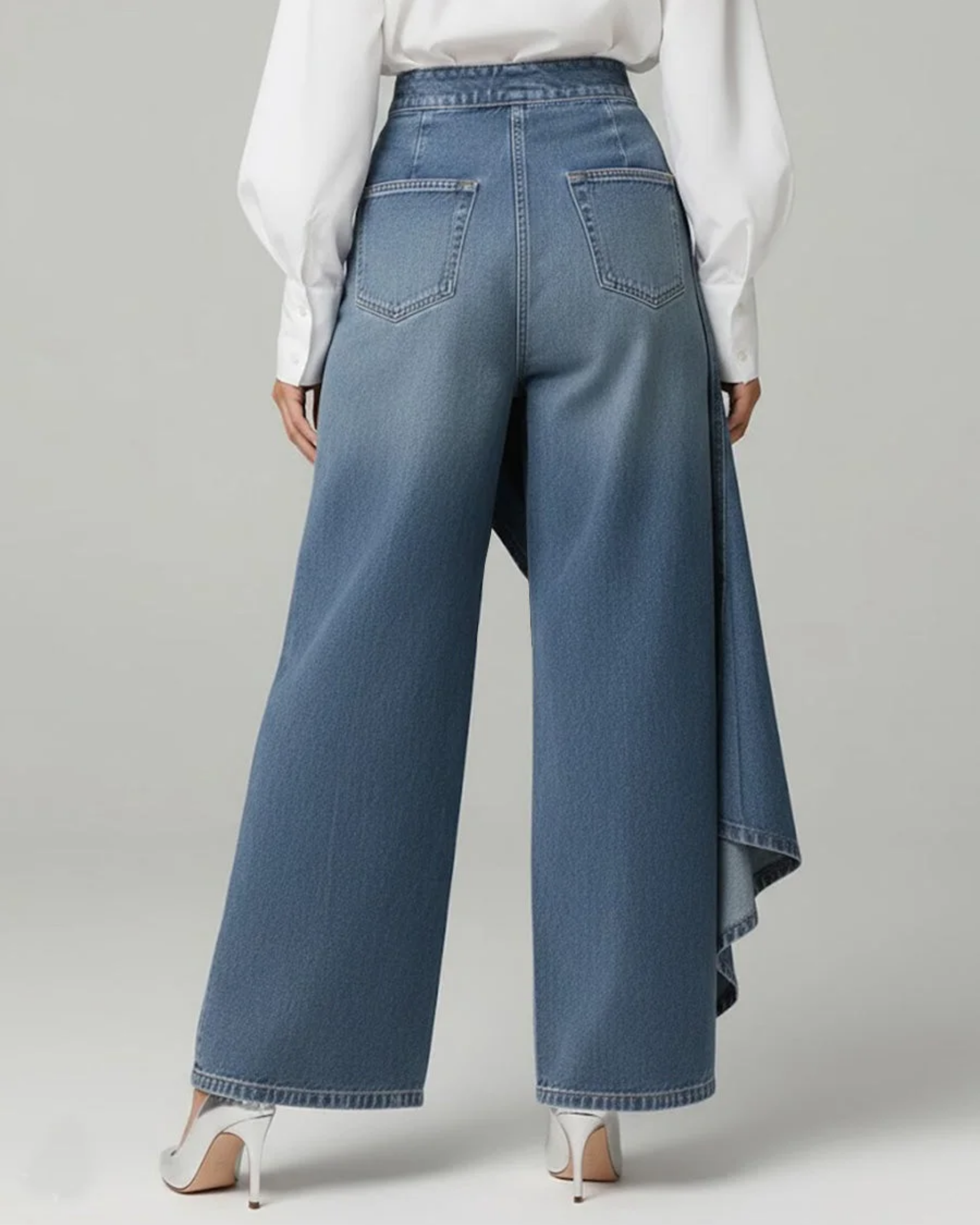 Carly Women's Trousers | Elegant Wrap Design, Stretch Denim - 4