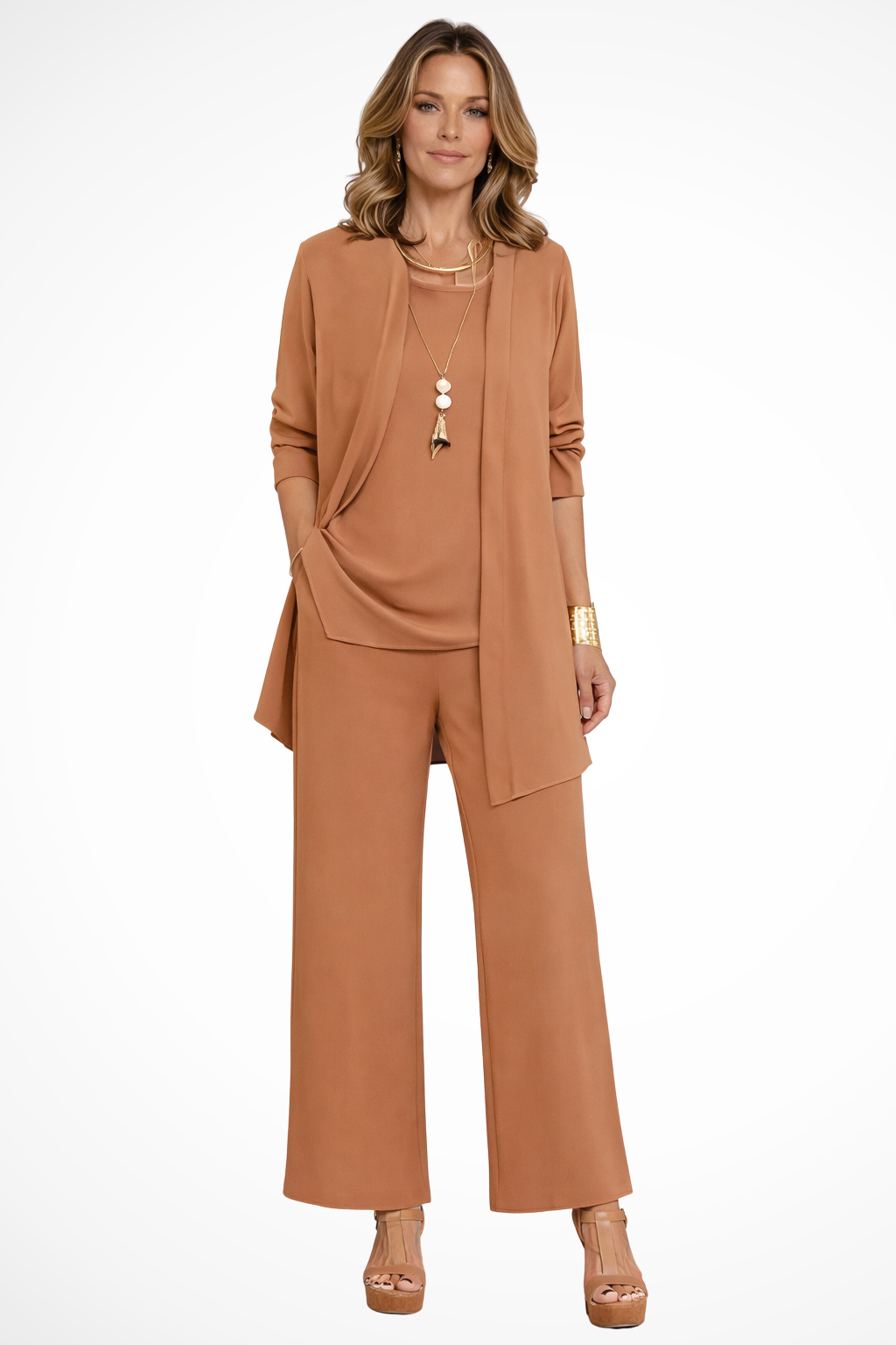 Waverly Women's Set | Elegant Cardigan & Wide-Leg Trousers, Soft Fabric - 1