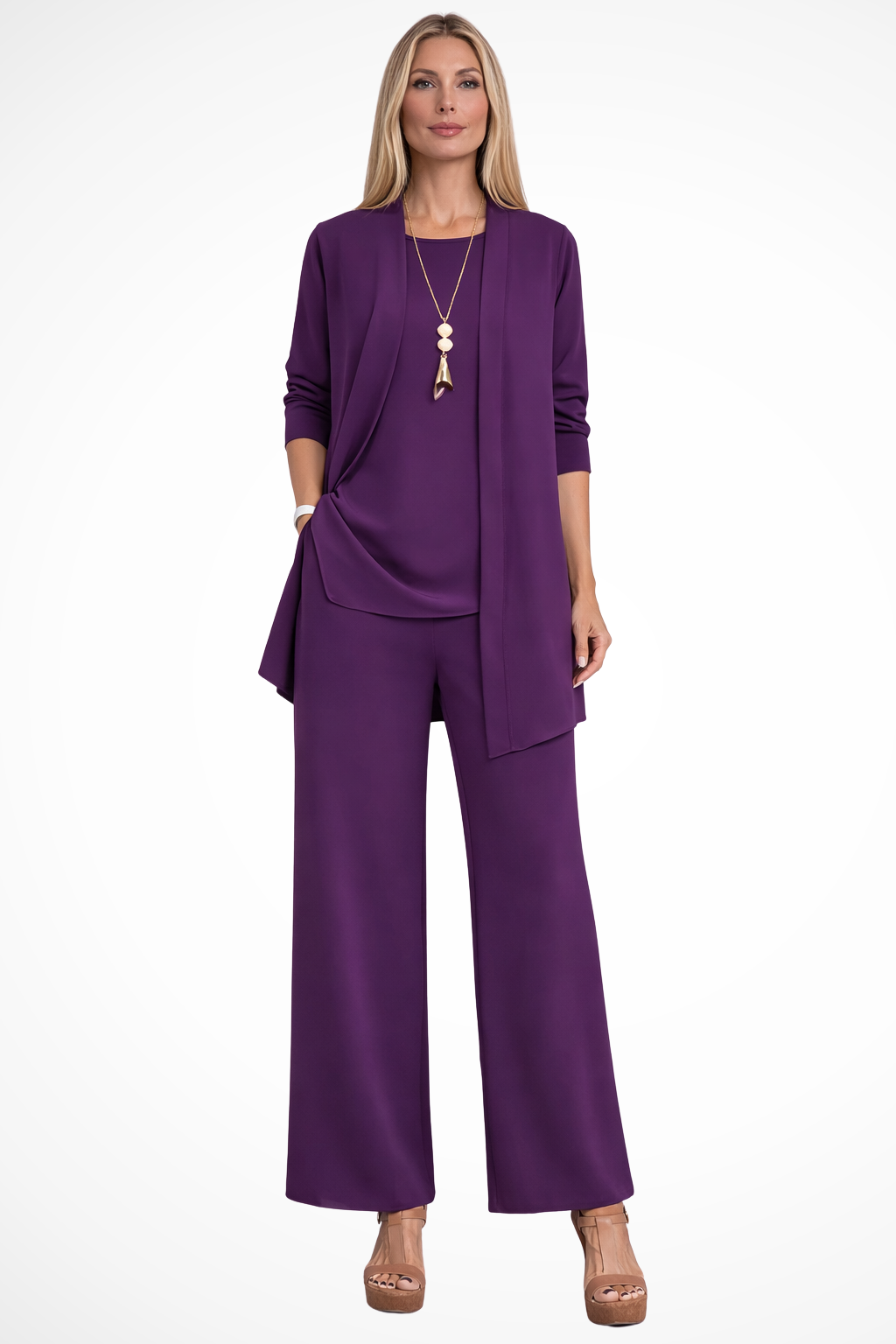 Waverly Women's Set | Elegant Cardigan & Wide-Leg Trousers, Soft Fabric - 15