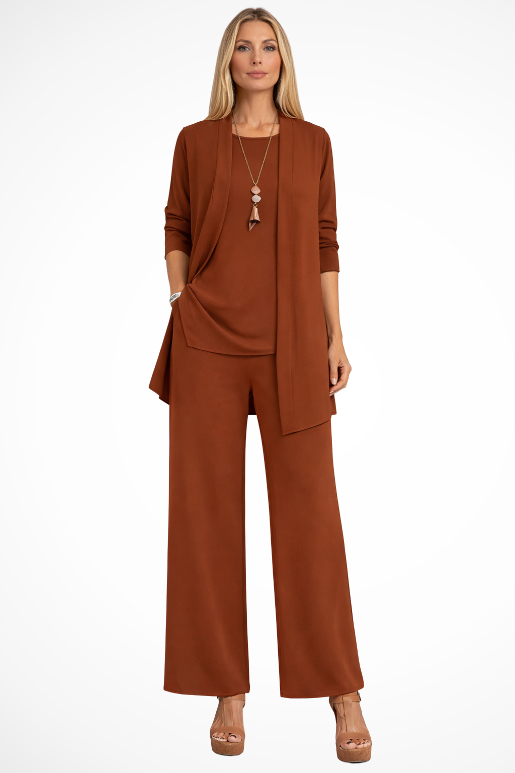 Waverly Women's Set | Elegant Cardigan & Wide-Leg Trousers, Soft Fabric - 9