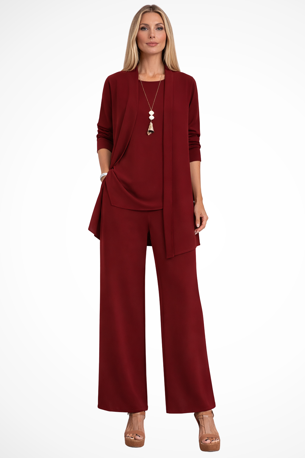 Waverly Women's Set | Elegant Cardigan & Wide-Leg Trousers, Soft Fabric - 5