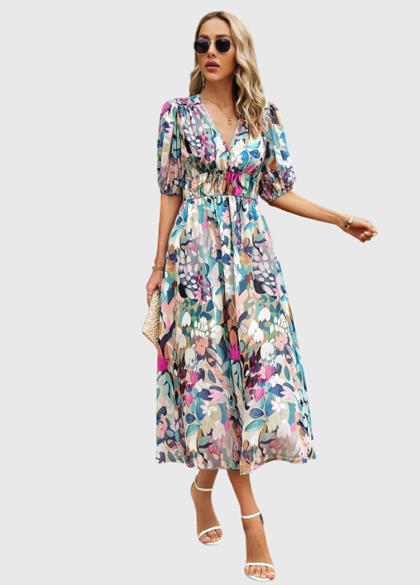 Mira Women's Midi Dress | Floral Print, Flattering Fit - 1