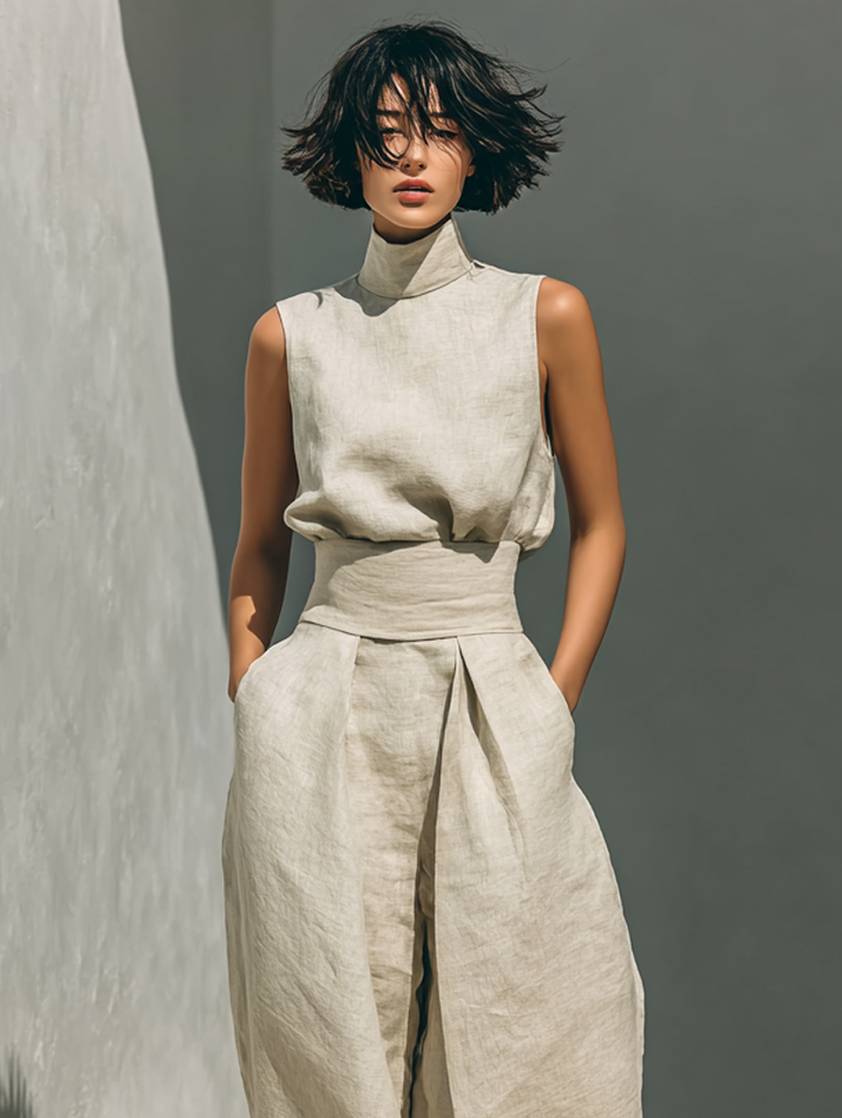 Ava Women's Set | Cotton Linen Loungewear, Minimalist Two-Piece Ensemble - 6