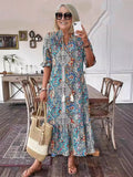 Gina Women's Summer Maxi Dress | Soft Cotton, Boho Lace-Up Detail - 2