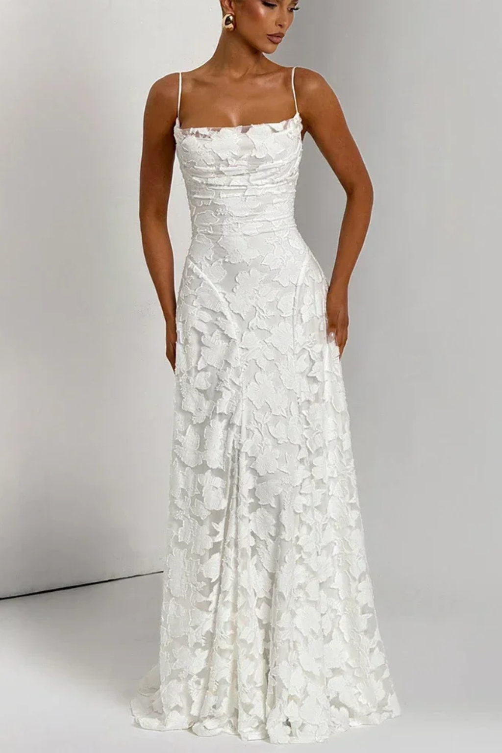 Rosa Women's Maxi Dress | Floral Jacquard, Backless Design - 6