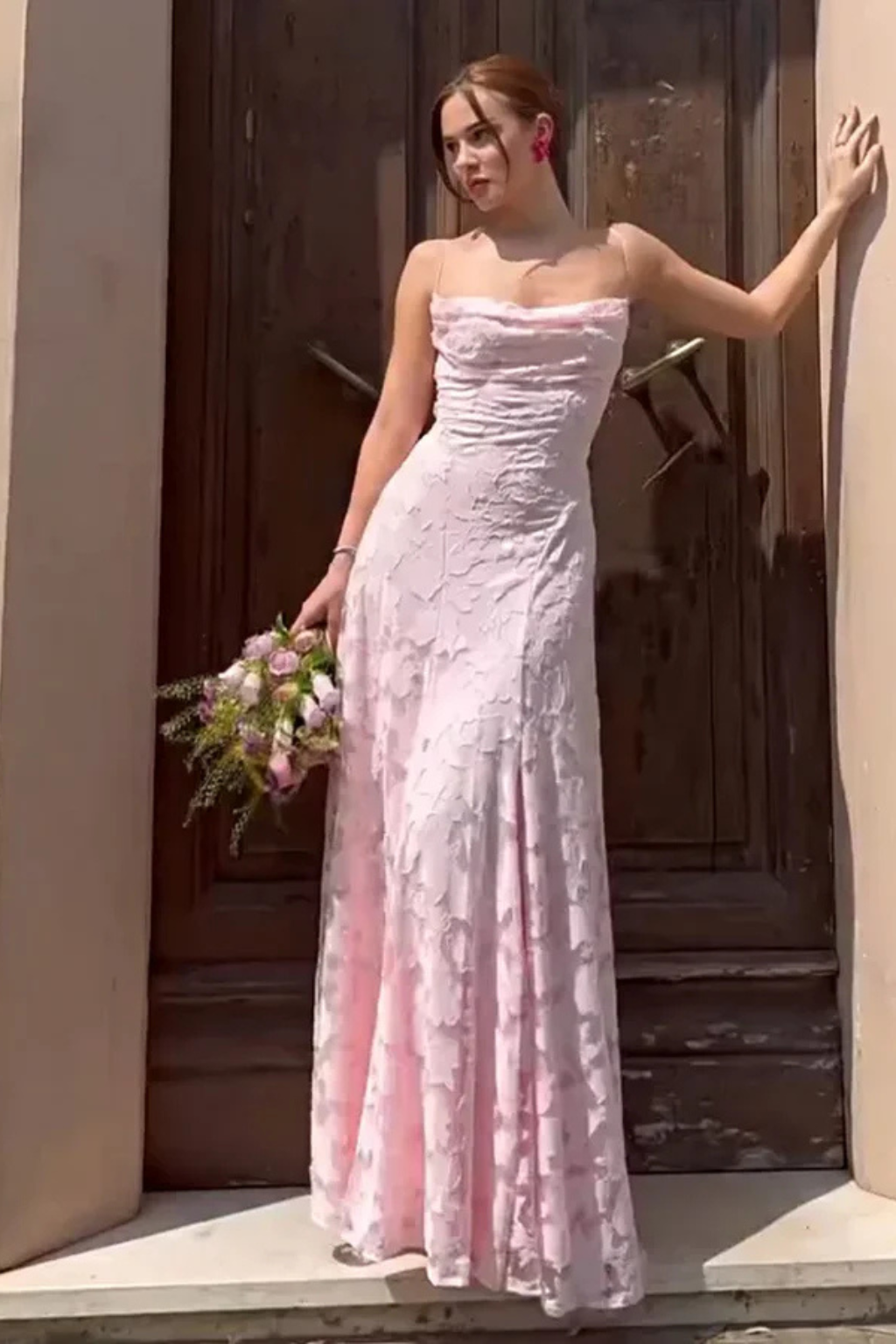 Rosa Women's Maxi Dress | Floral Jacquard, Backless Design - 9
