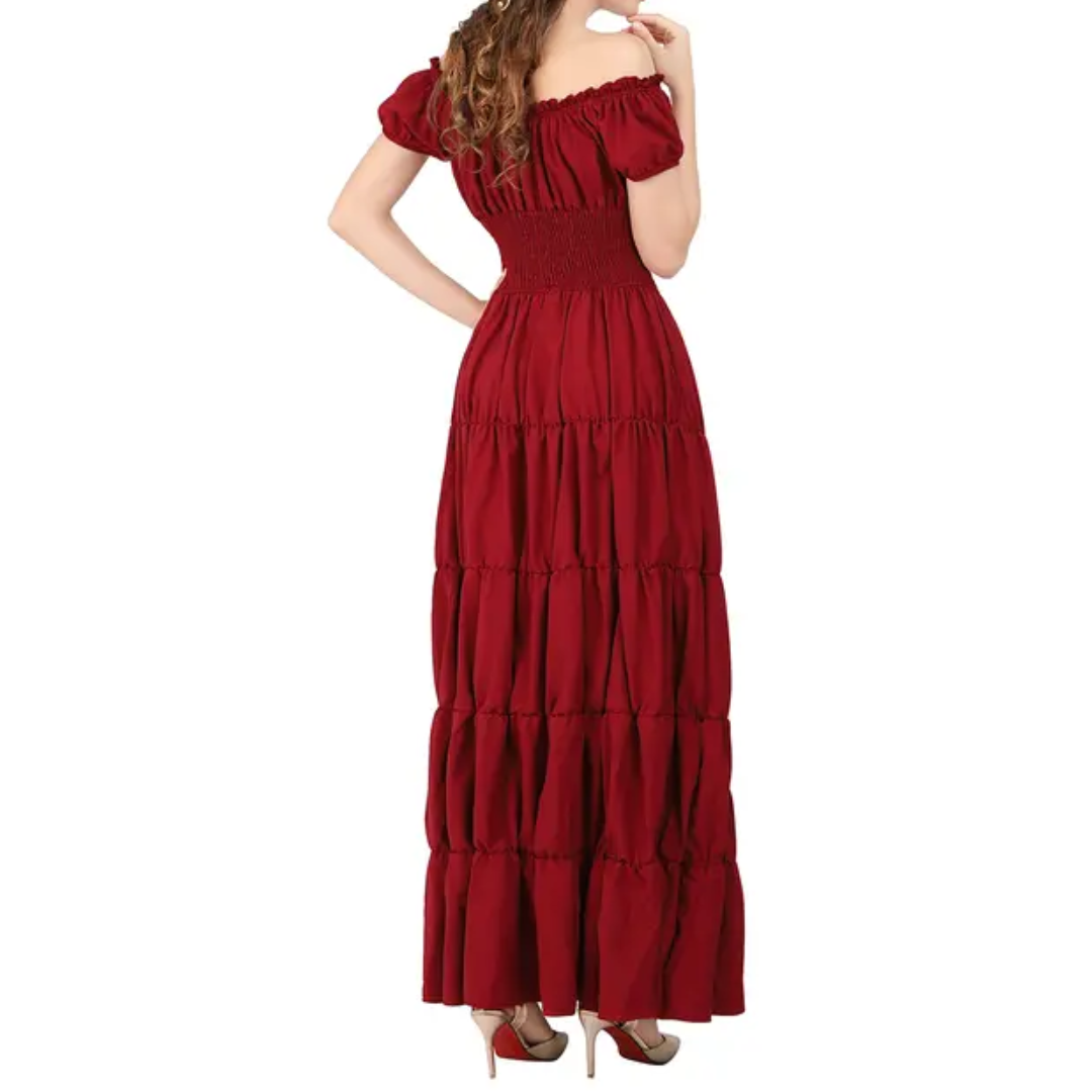Raven Women's Renaissance Dress | Smocked Waist, Floor-Length Glamour - 5