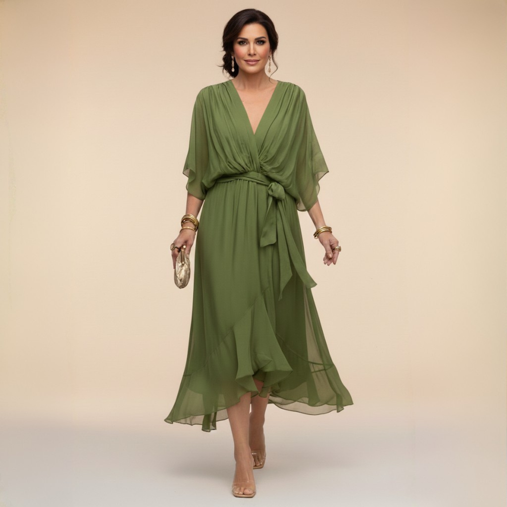 Ava Women's Midi Dress | Ethereal Drape, Summer Cocktail Dress - 1