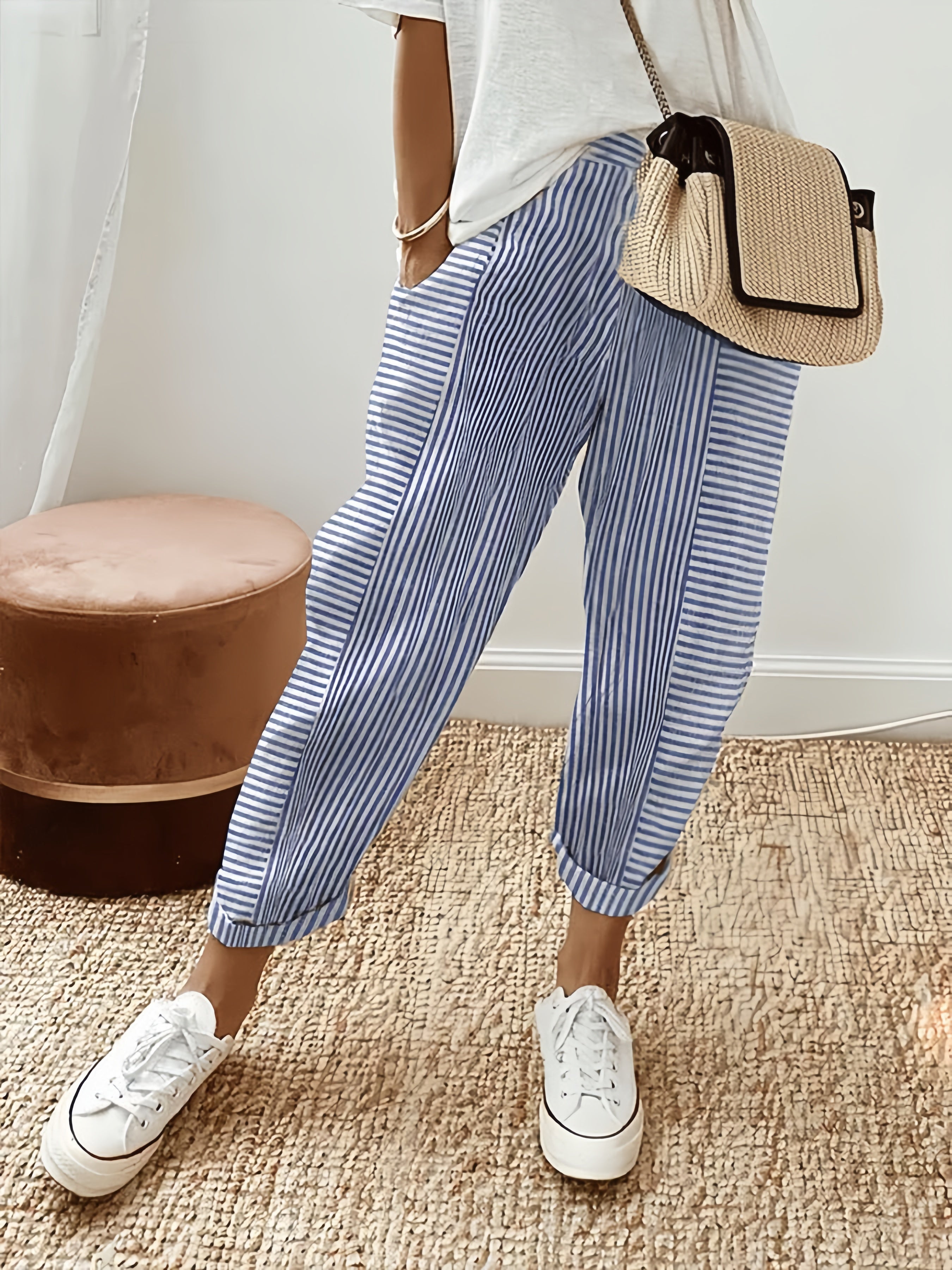 Fiona Women's Trousers | Comfortable Fit, Vertical Stripe Design - 2