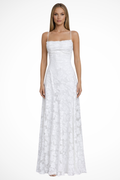 Rosa Women's Maxi Dress | Floral Jacquard, Backless Design - 5