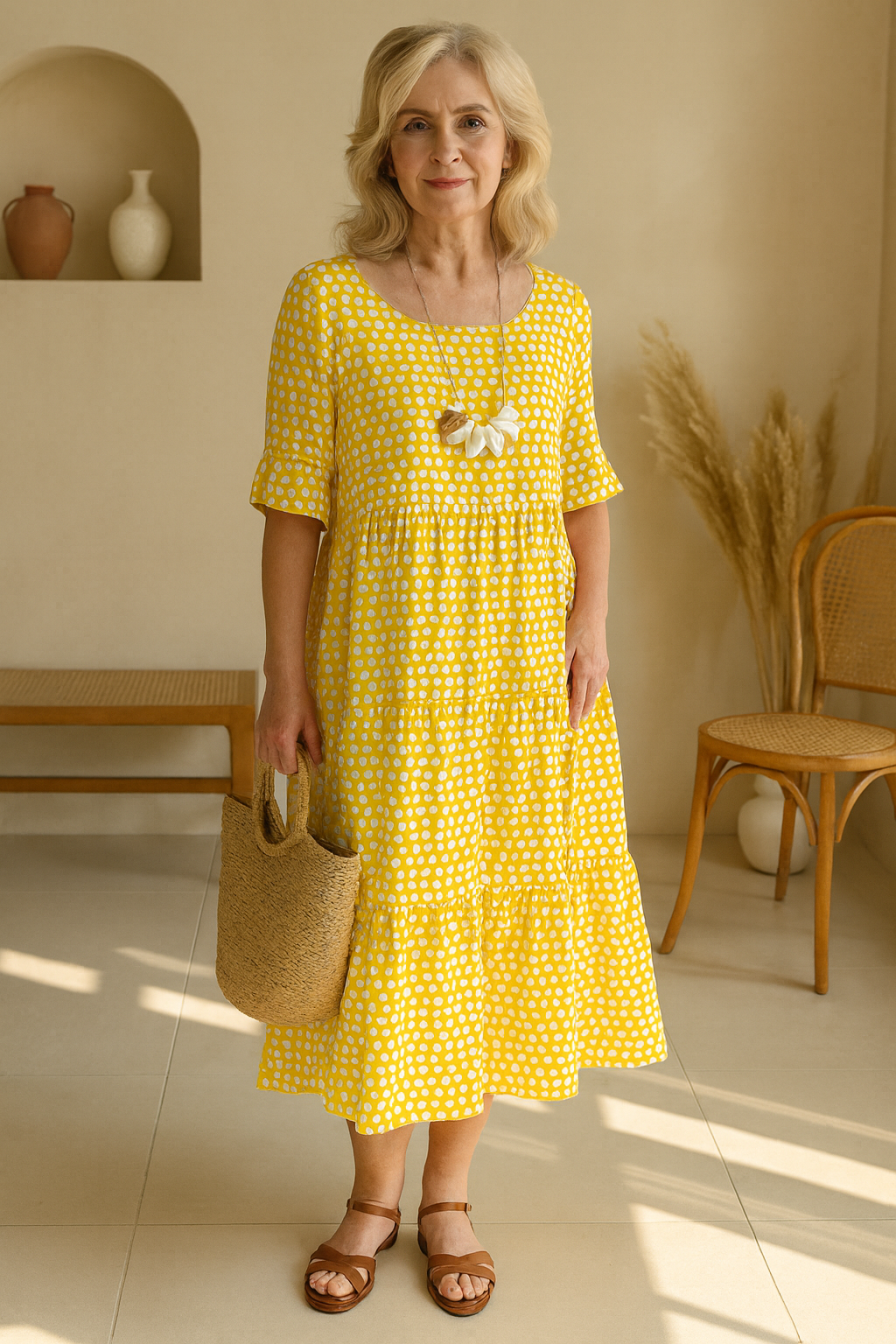 Zerelle Women's Midi Dress | Soft Breathable Blend, Elegant Summer Style - 6