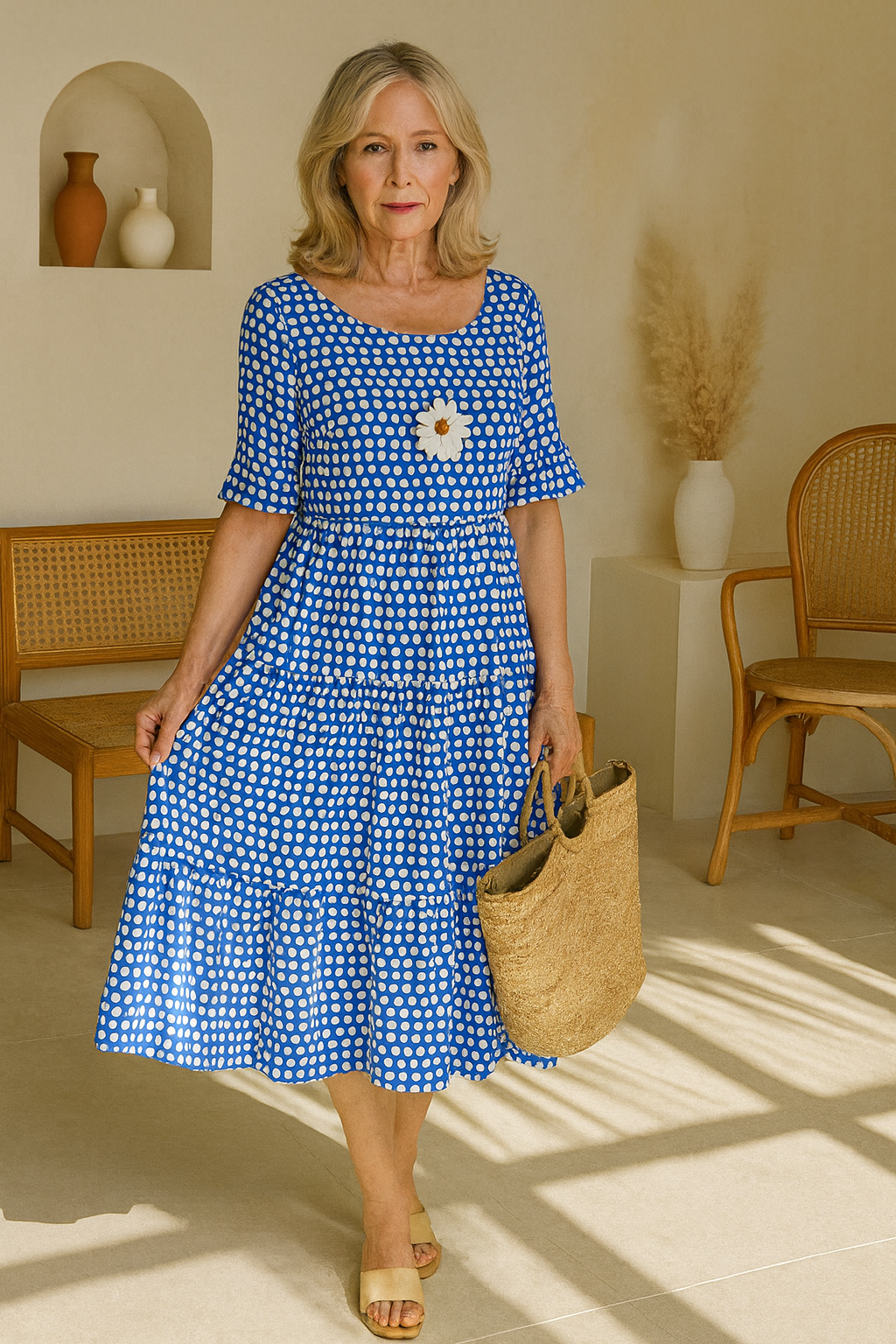 Zerelle Women's Midi Dress | Soft Breathable Blend, Elegant Summer Style - 8
