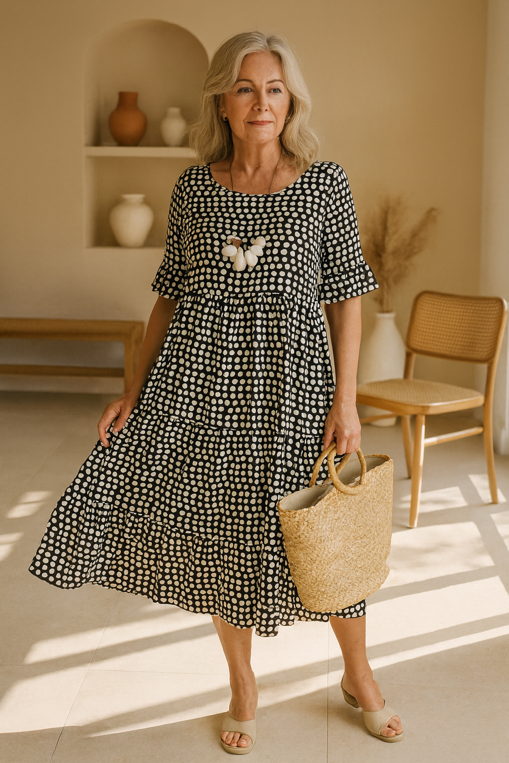 Zerelle Women's Midi Dress | Soft Breathable Blend, Elegant Summer Style - 3