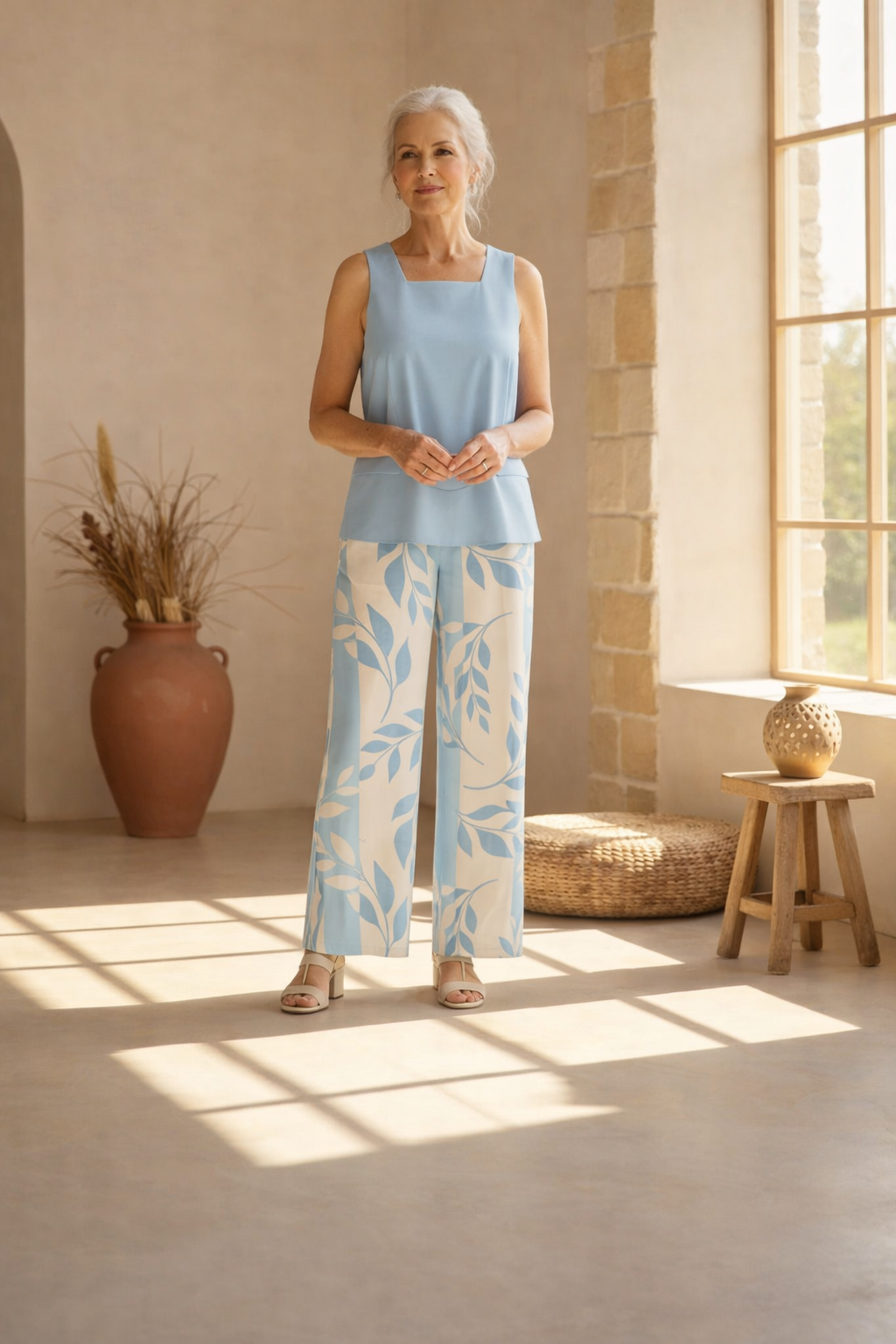 Averie Women's Two Piece Summer Set | Flowy Top & Wide-Leg Pants - 2
