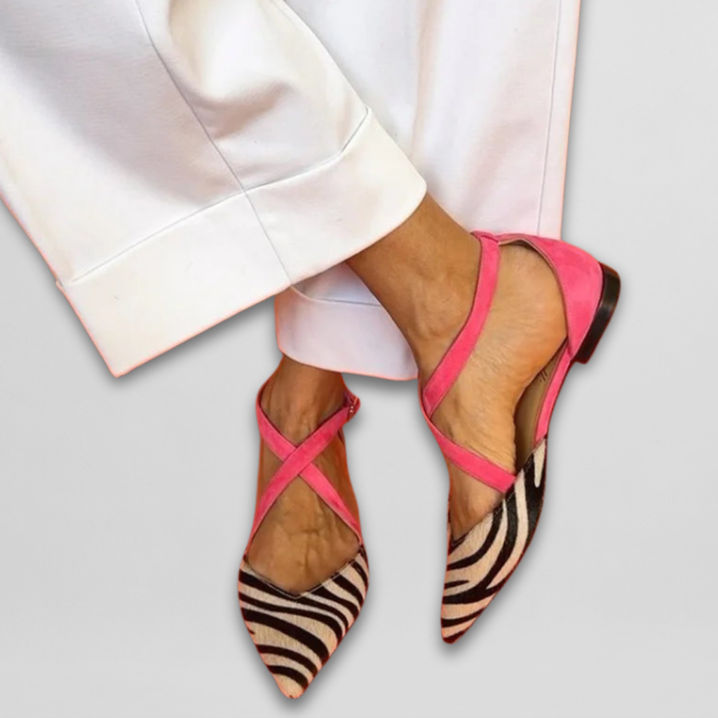 Zebra Print Ballet Flat with Fuchsia Straps – Stylish Ballerina Flat for Summer Outings and Casual Wear - 3