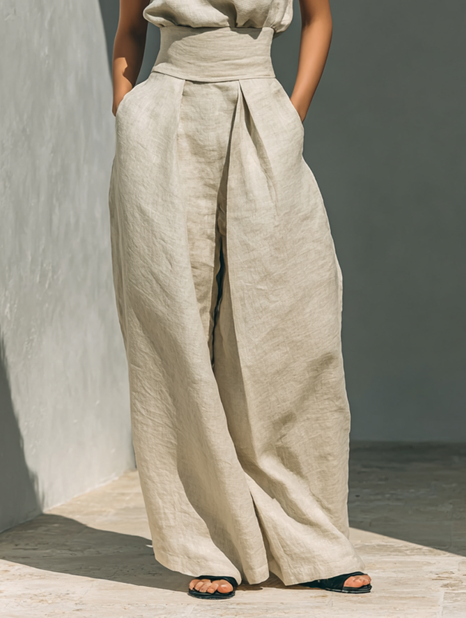 Ava Women's Set | Cotton Linen Loungewear, Minimalist Two-Piece Ensemble - 7