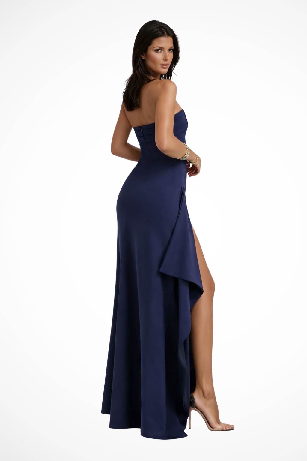 Zara Women's Maxi Dress | Strapless with High Side Slit, Elegant for Summer Weddings - 4
