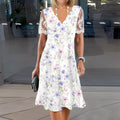 Evelyn Women's Midi Dress | Floral Lace Sleeves, Summer Wedding Elegant - 1