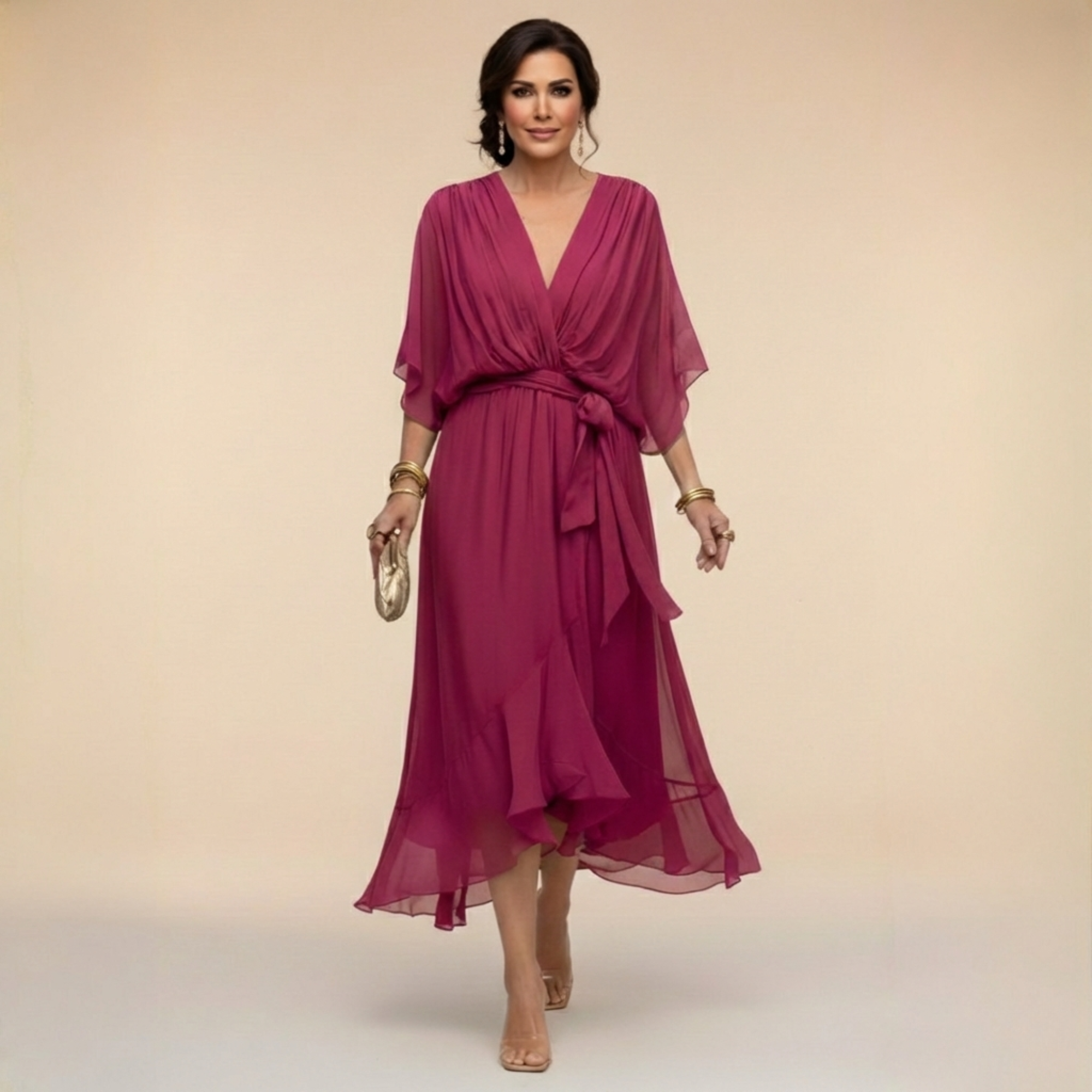 Ava Women's Midi Dress | Ethereal Drape, Summer Cocktail Dress - 4