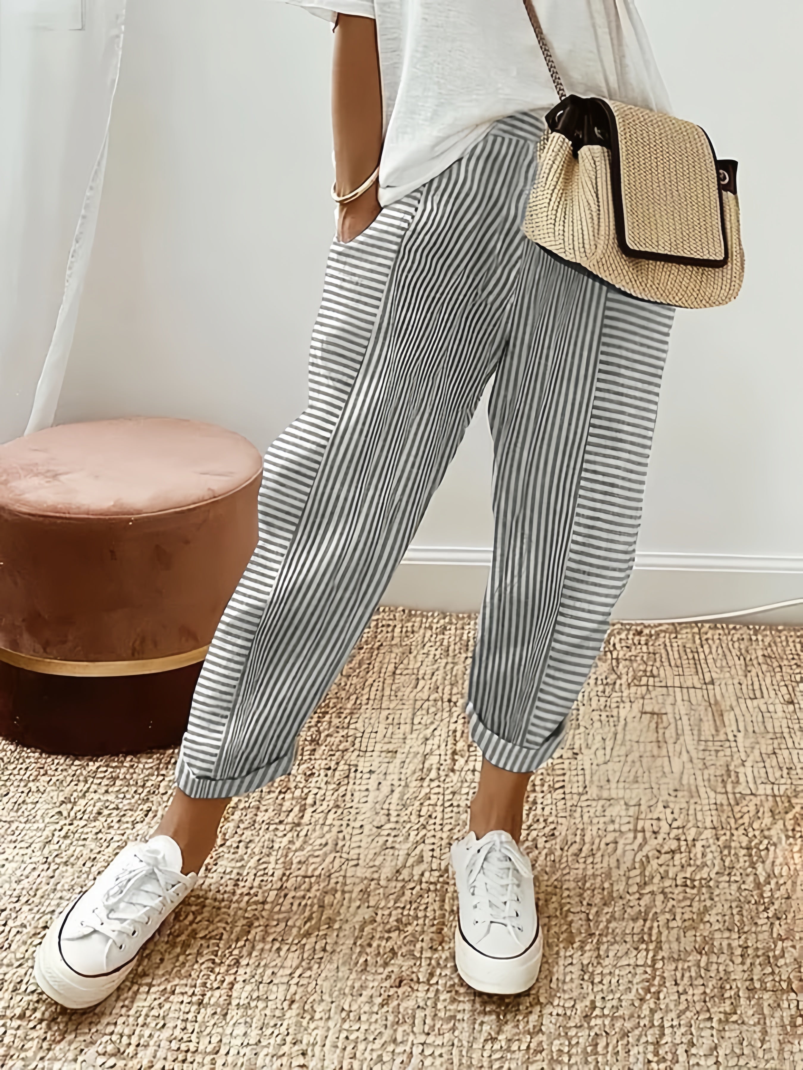 Fiona Women's Trousers | Comfortable Fit, Vertical Stripe Design - 5