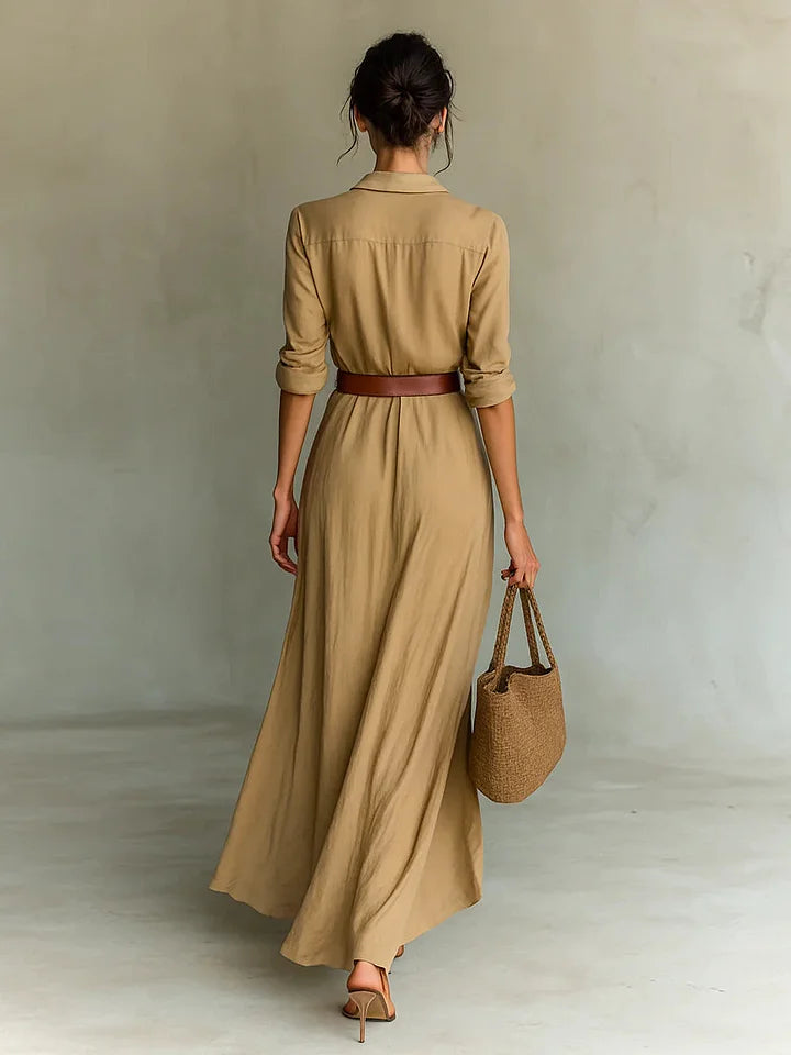 Ulyssa Women's Maxi Dress | Wrap Style with Lapel Collar, Lightweight Summer Elegance - 3