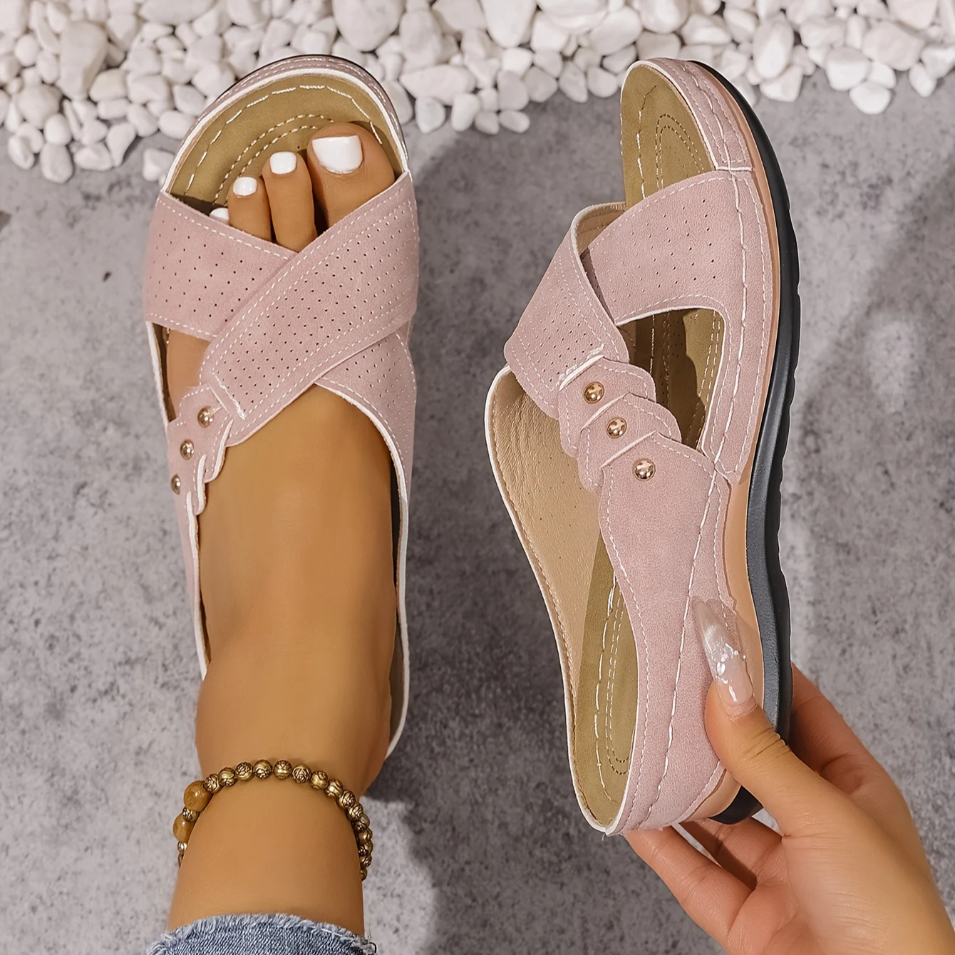 Pina Women's Wedge Sandals | Orthopaedic Support, Lightweight, Anti-Slip - 6