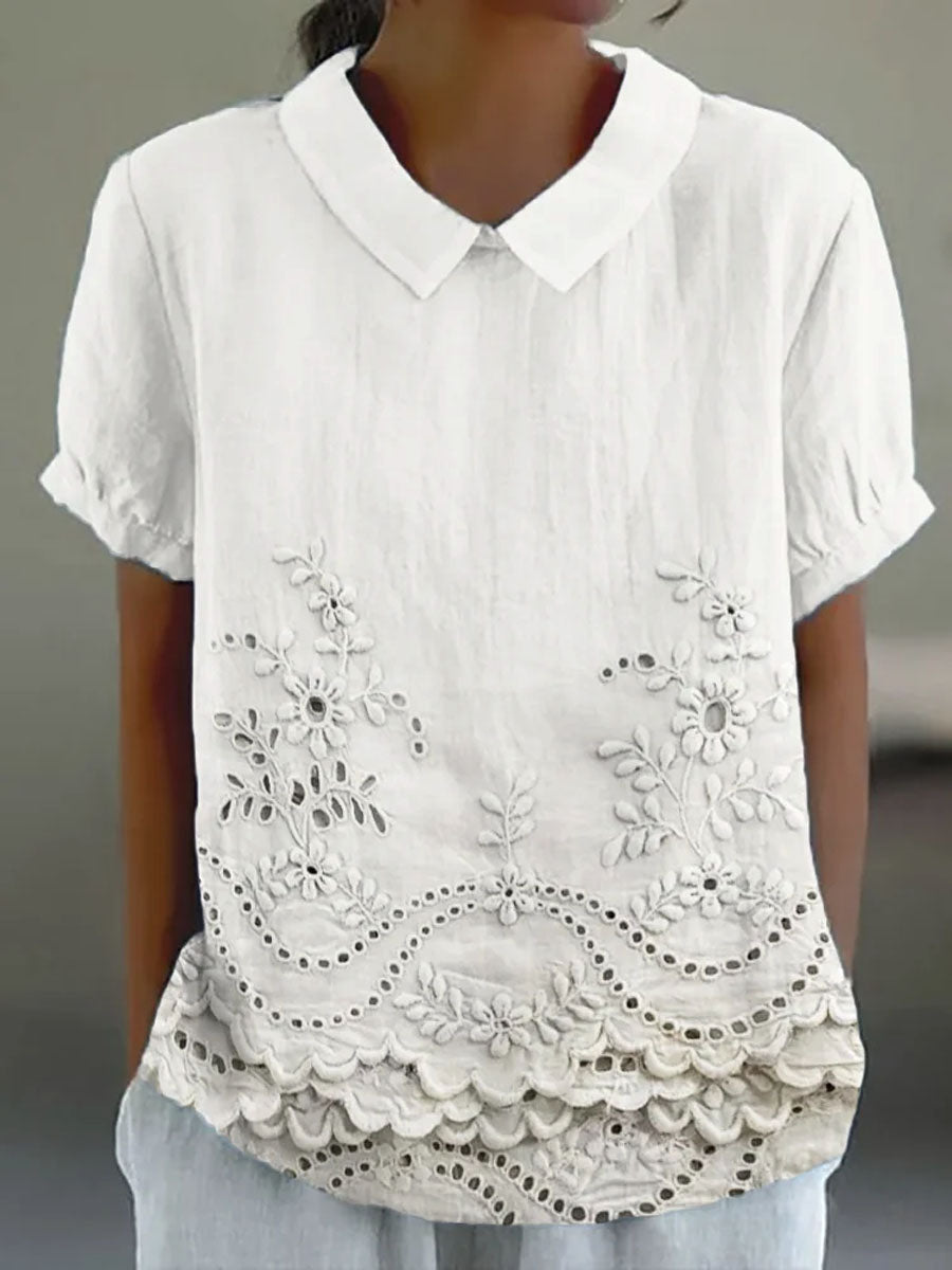 Lina Women's Blouse | Floral Embroidery, Soft Pink - 2