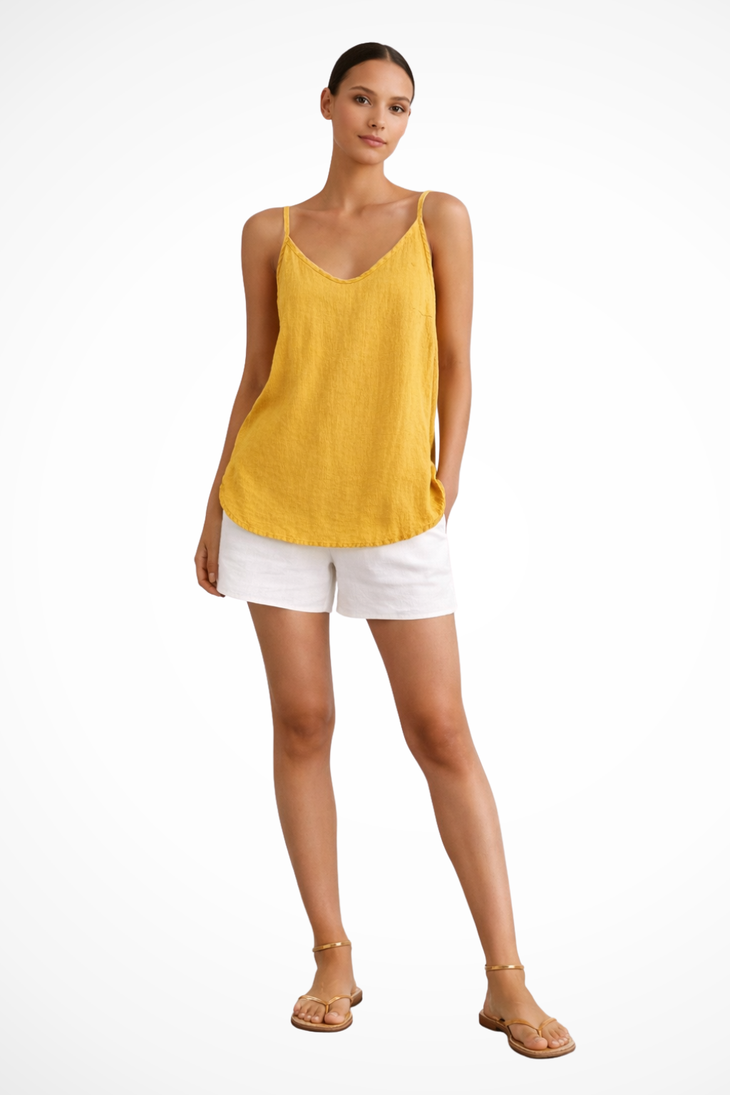 Nerina Women's Tank Top | Lightweight Linen, Spaghetti Straps - 3