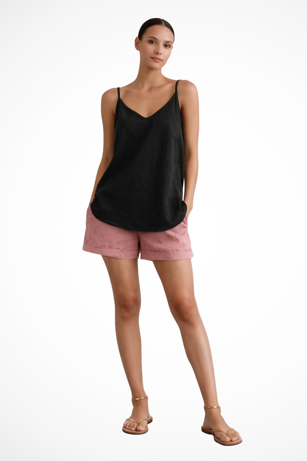 Nerina Women's Tank Top | Lightweight Linen, Spaghetti Straps - 5