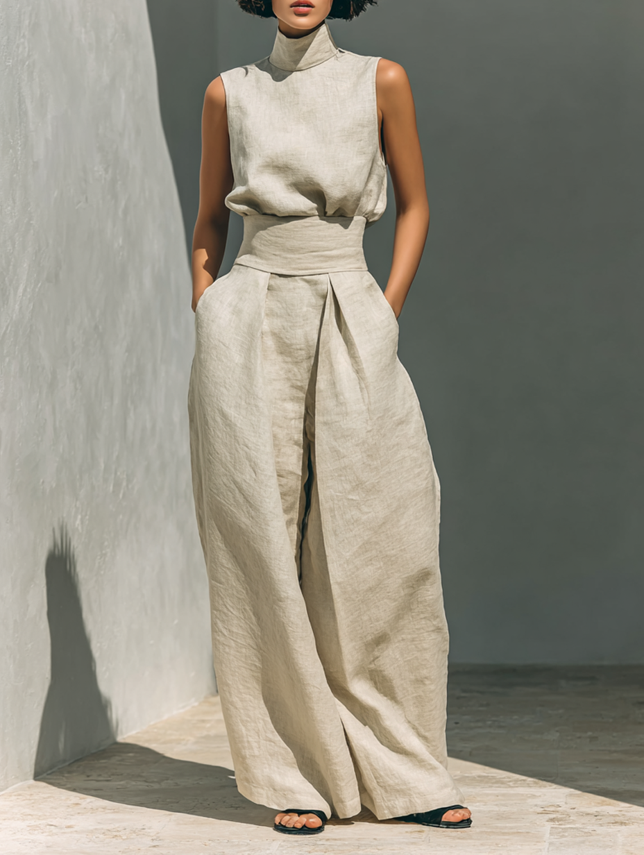 Ava Women's Set | Cotton Linen Loungewear, Minimalist Two-Piece Ensemble - 8