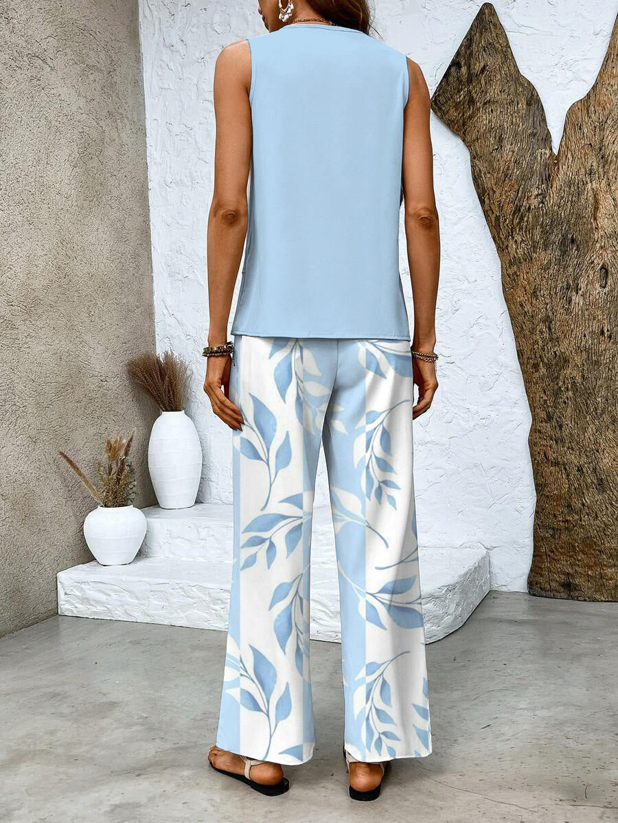 Averie Women's Two Piece Summer Set | Flowy Top & Wide-Leg Pants - 5