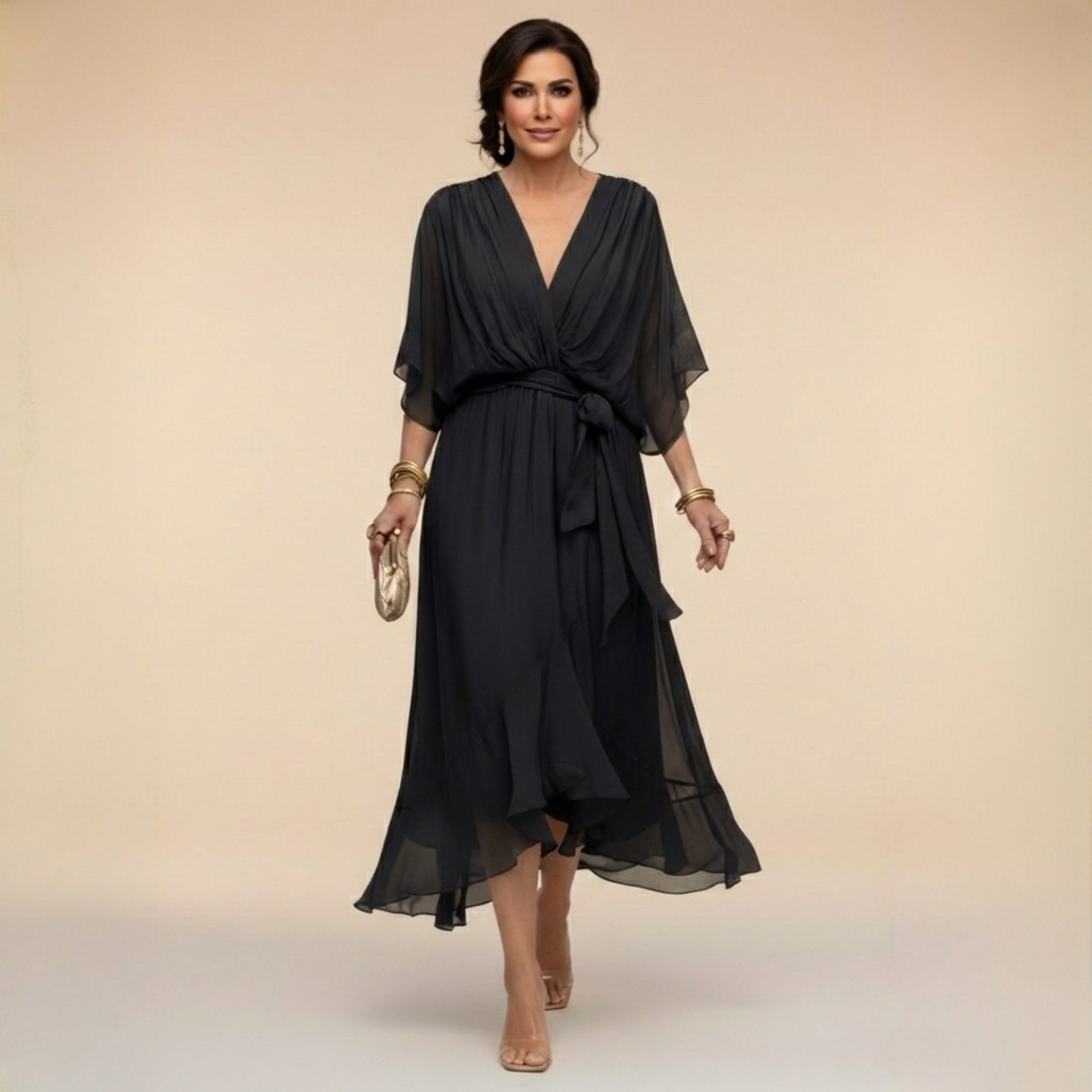 Ava Women's Midi Dress | Ethereal Drape, Summer Cocktail Dress - 2