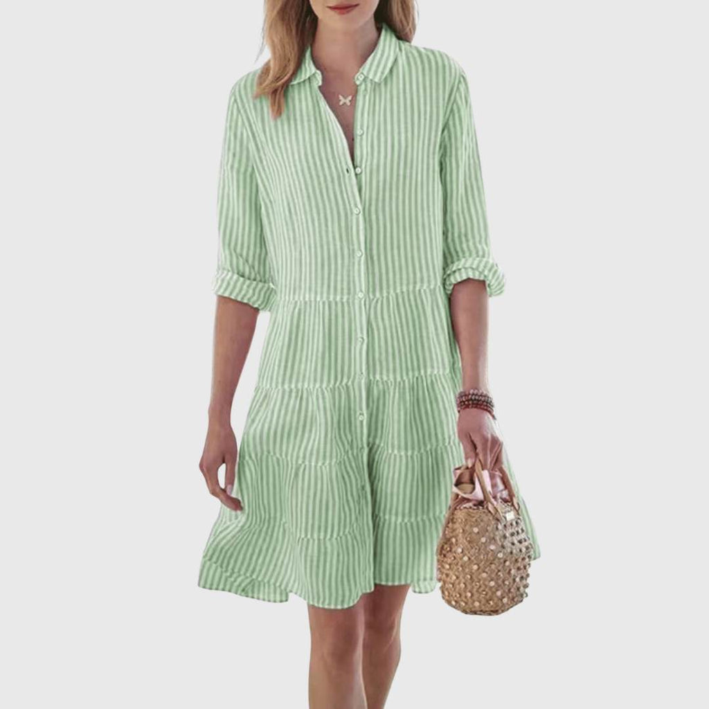 Luna Women's Summer Dress | Lightweight A-Line Striped Design - 1