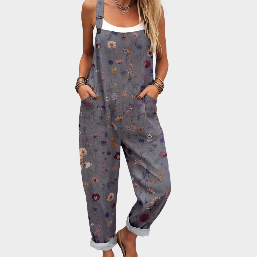 Rina Women's Jumpsuit | Printed Relaxed Fit, Adjustable Straps - 4