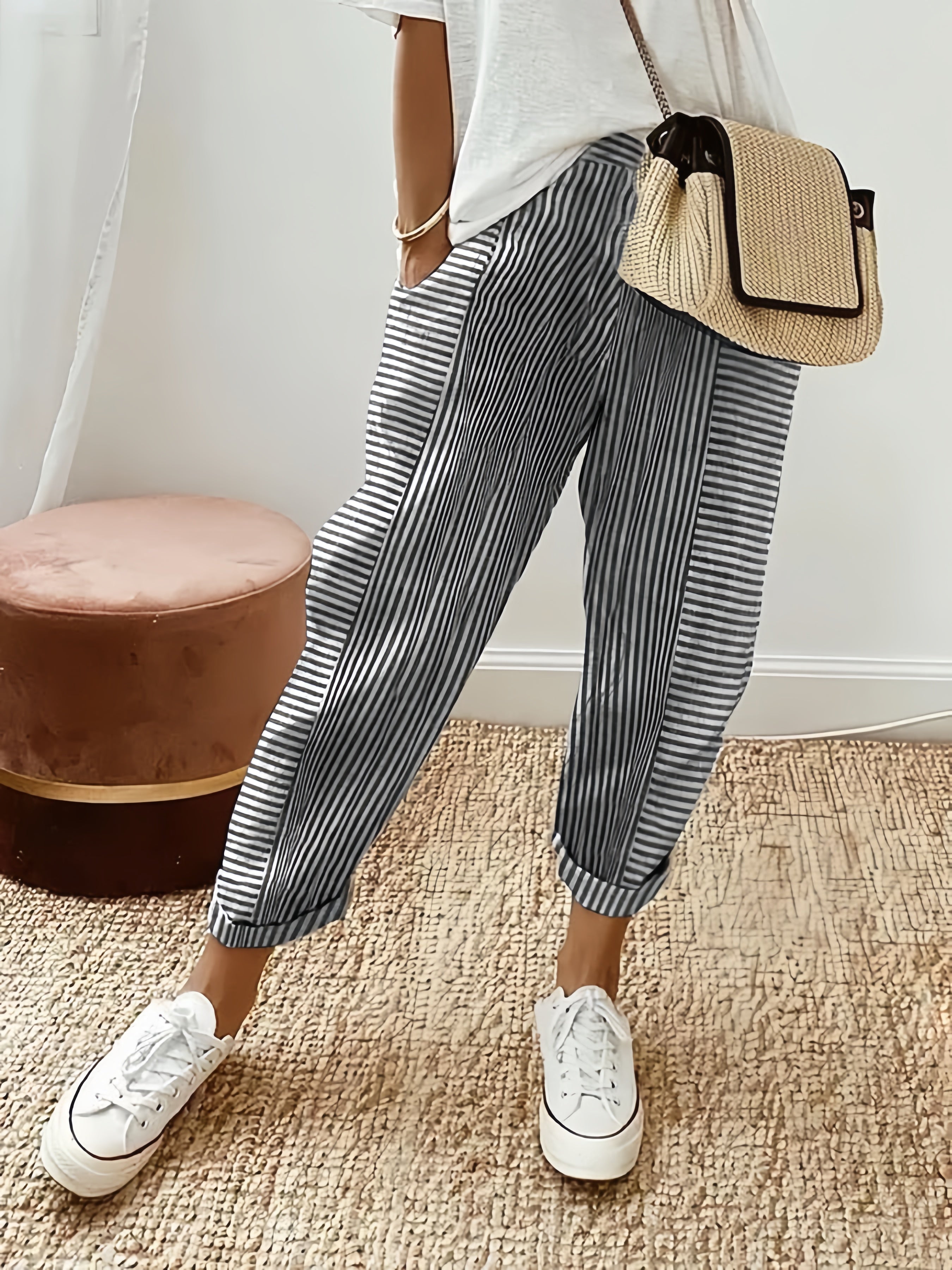 Fiona Women's Trousers | Comfortable Fit, Vertical Stripe Design - 1