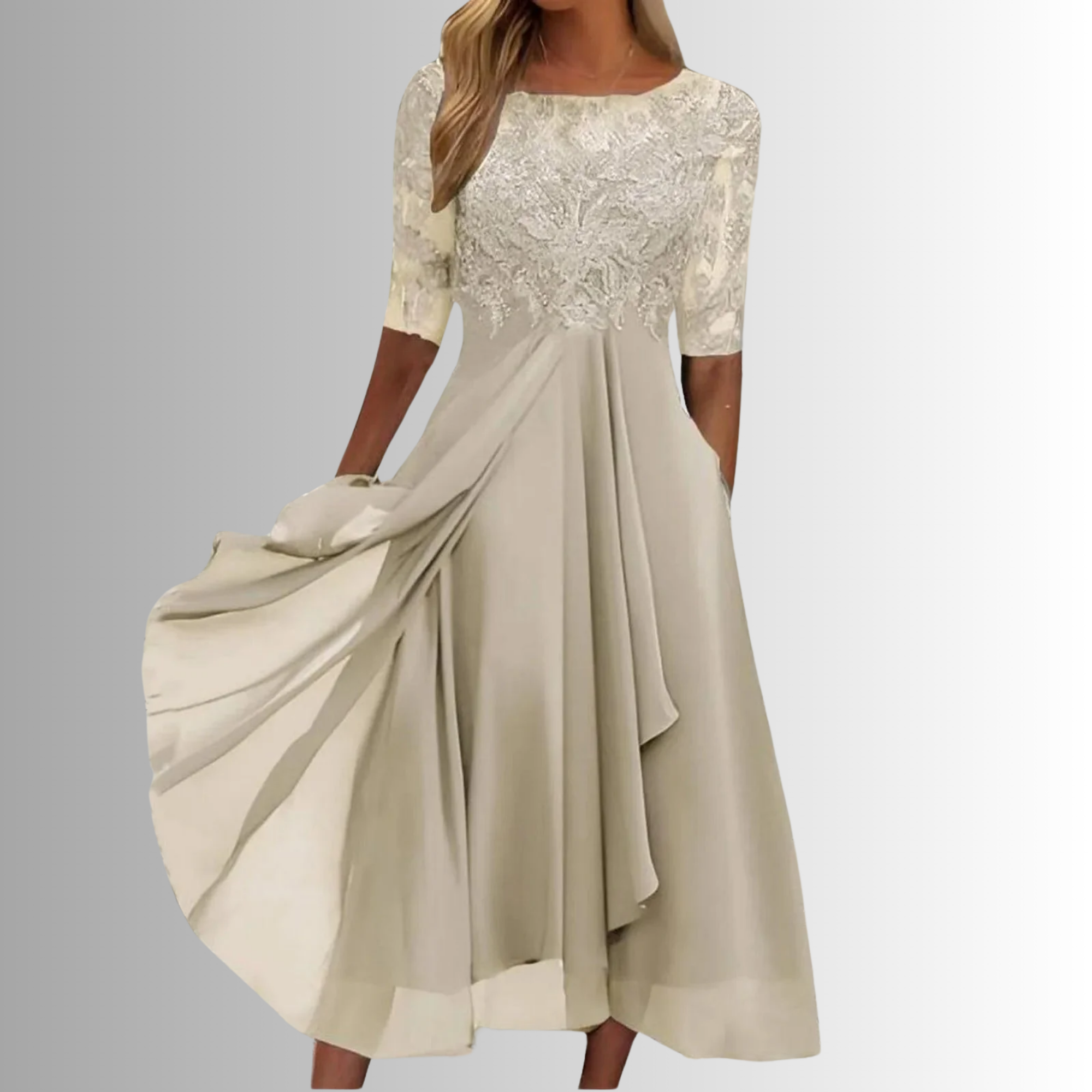 Rhea Women's White Lace Dress | Timeless Elegance for Summer and Formal Events - 3