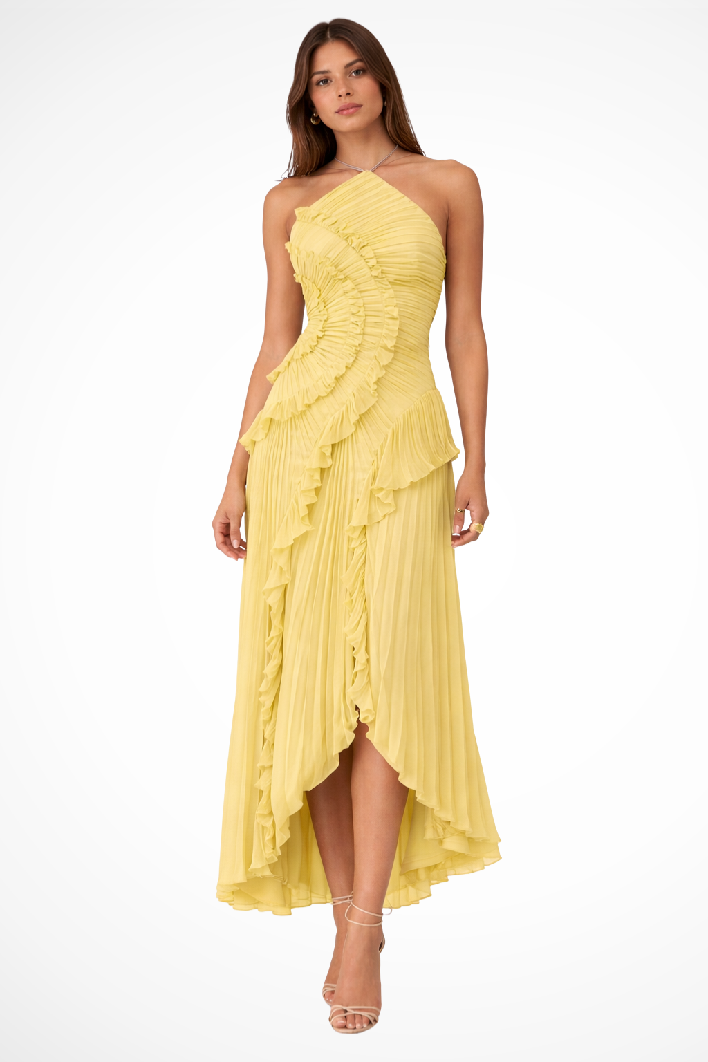 Ivy Women's Maxi Dress | Layered Ruffles, Halter Neck, Summer Elegance - 2