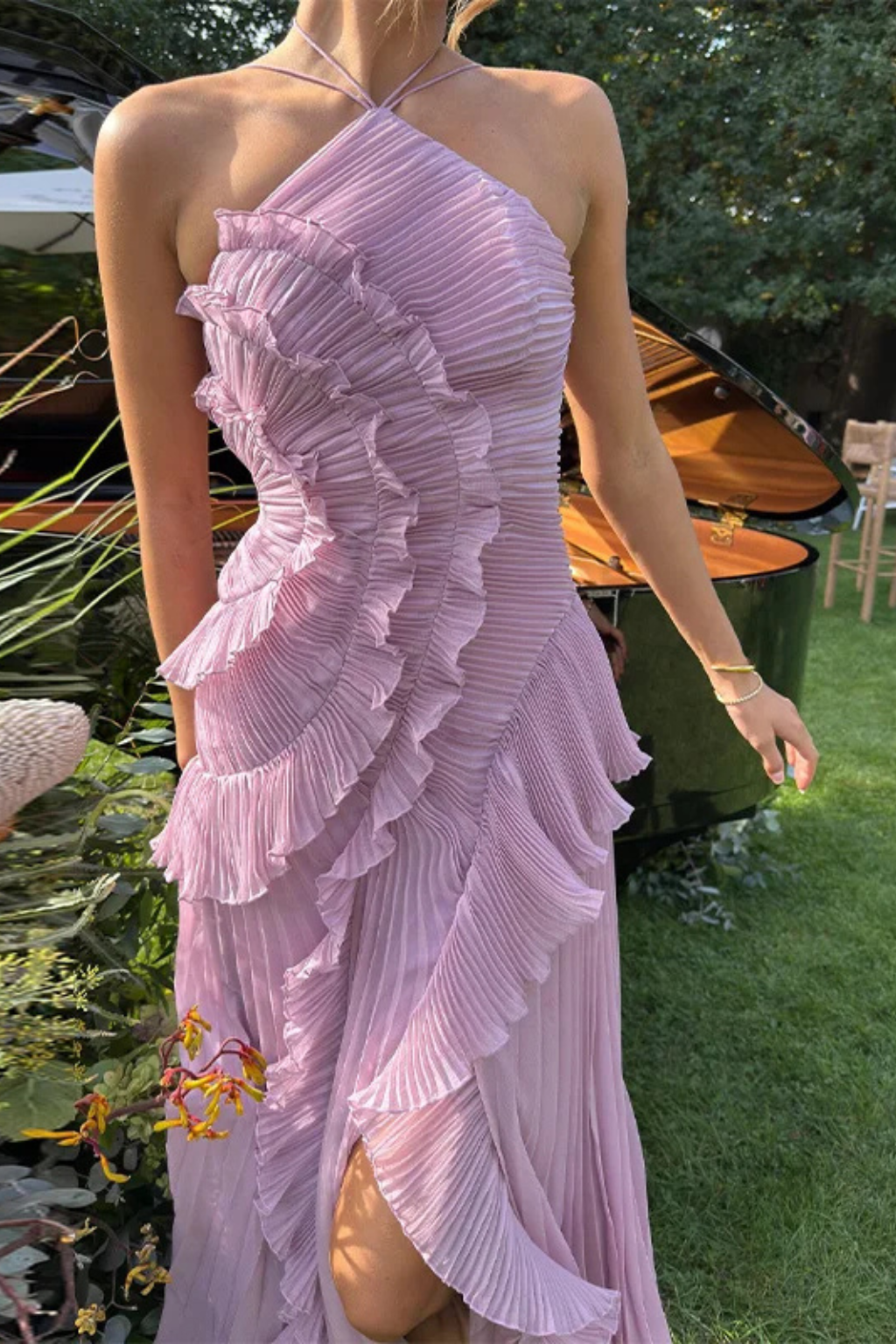 Ivy Women's Maxi Dress | Layered Ruffles, Halter Neck, Summer Elegance - 6